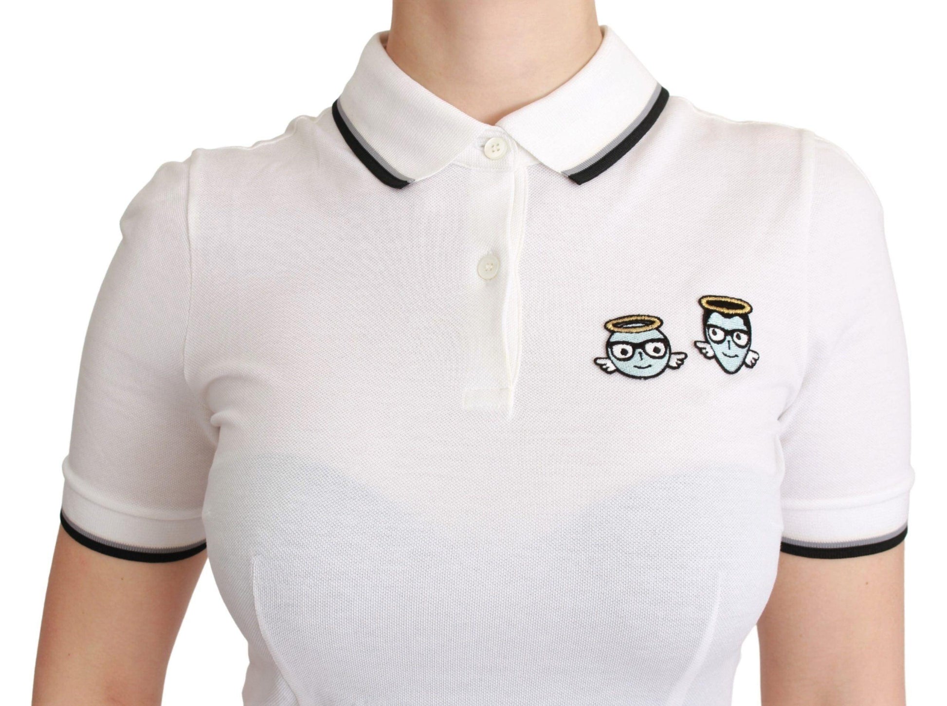 Dolce & Gabbana Chic Polo Angel Embroidered T-shirt - Arichezz.store