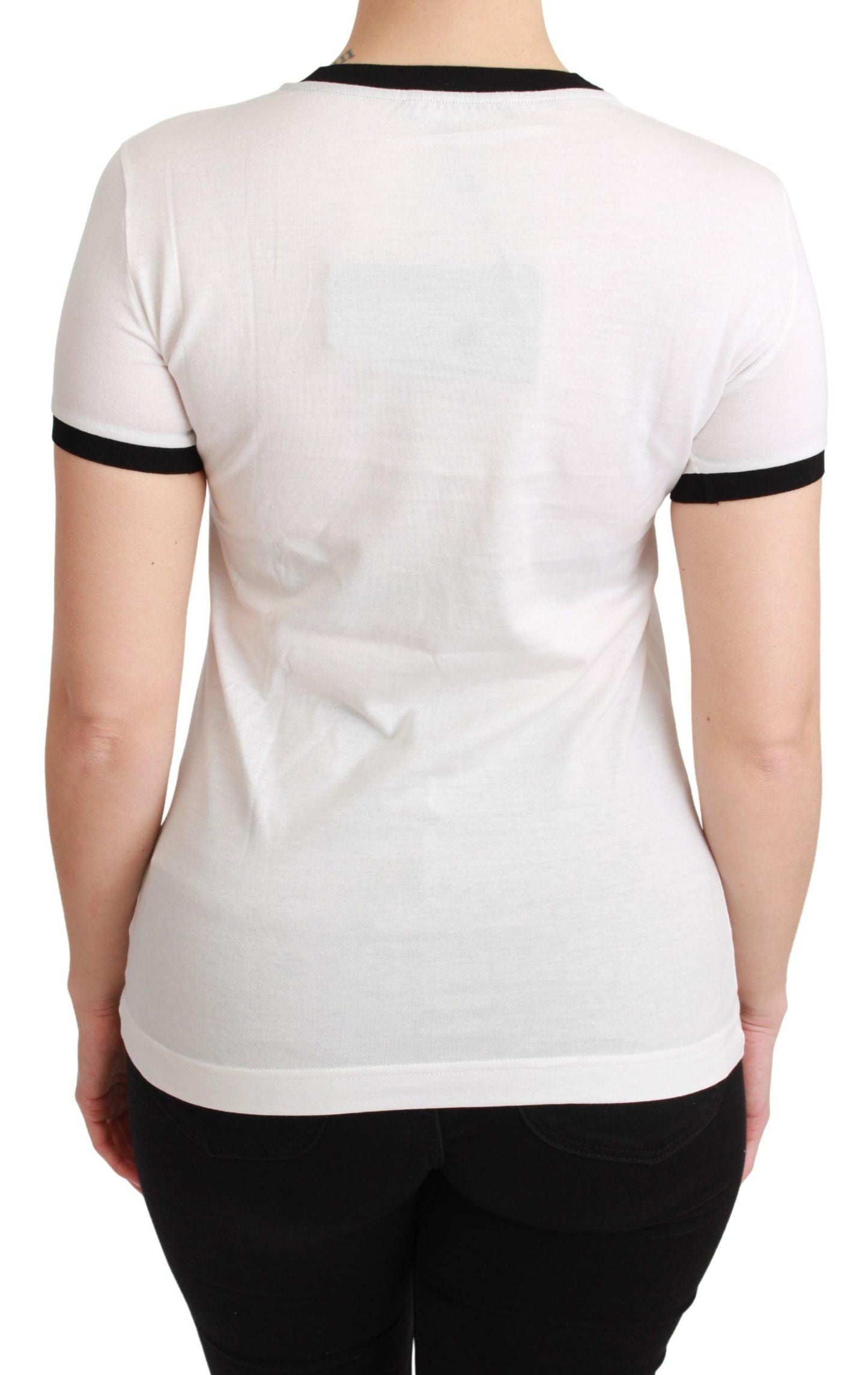 Dolce & Gabbana Elegant White Cotton Crewneck Tee with Motive - Arichezz.store