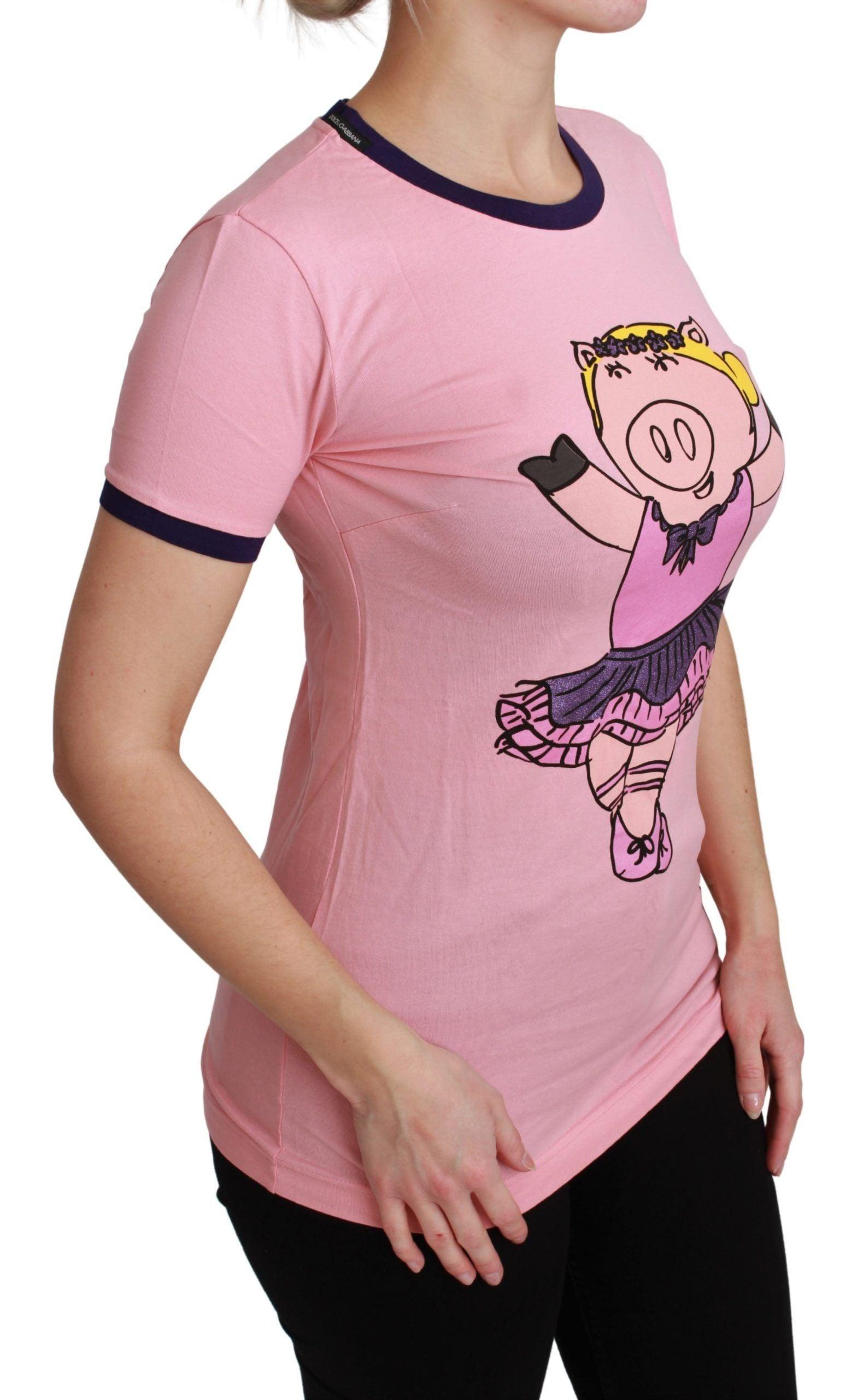 Dolce & Gabbana Pink Crewneck Year of the Pig T-Shirt - Arichezz.store