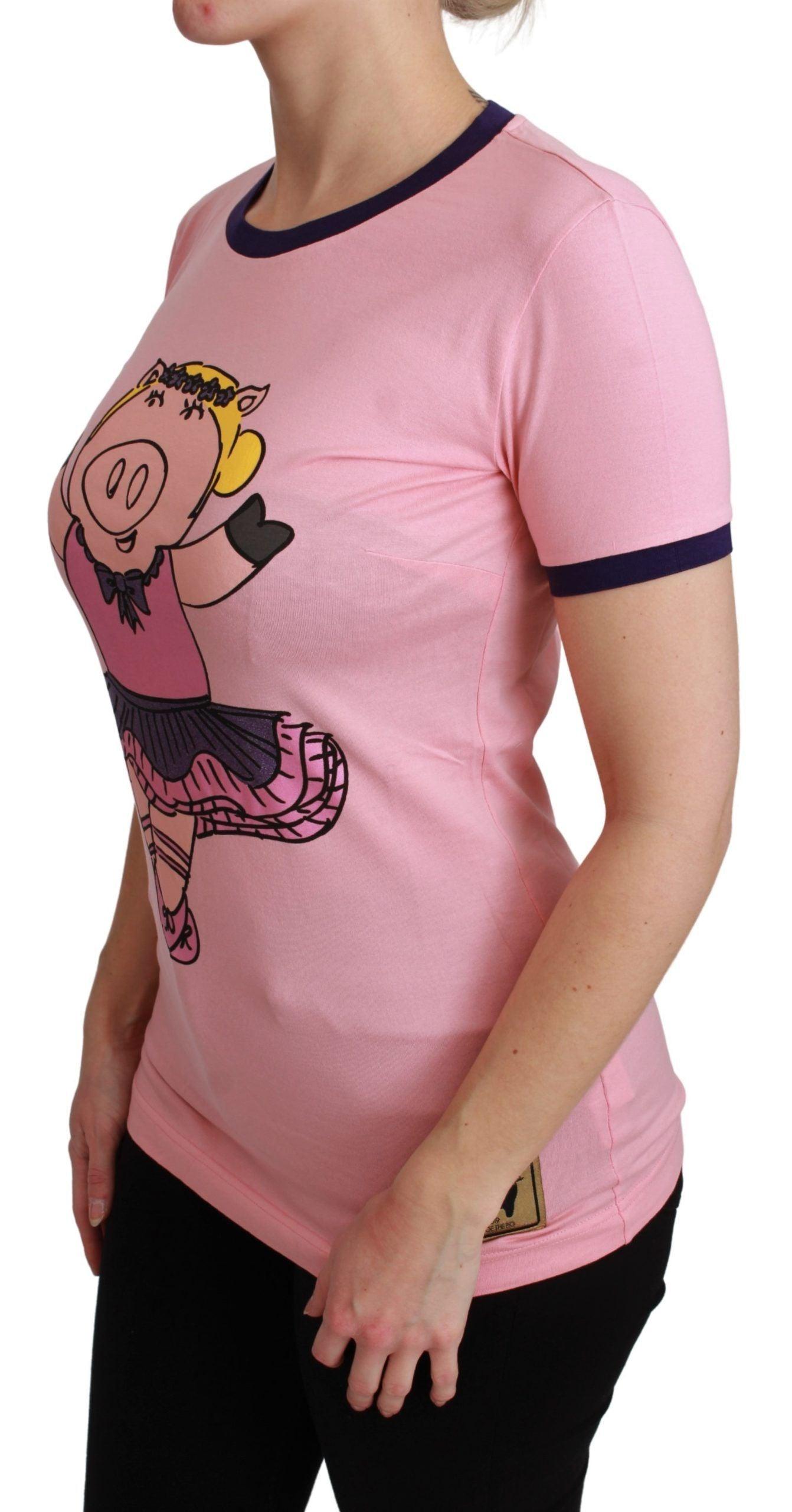 Dolce & Gabbana Pink Crewneck Year of the Pig T-Shirt - Arichezz.store