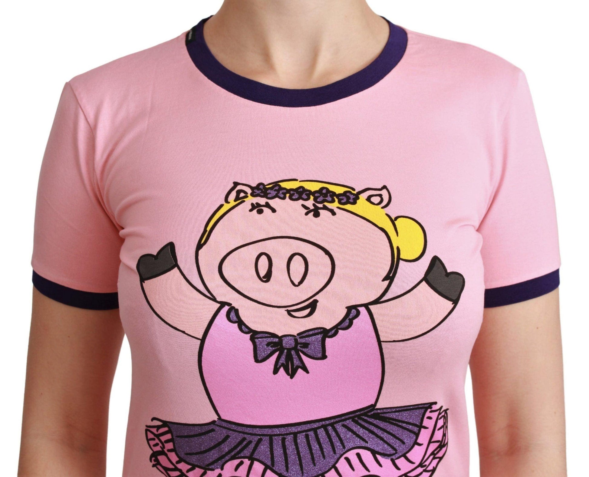 Dolce & Gabbana Pink Crewneck Year of the Pig T-Shirt - Arichezz.store