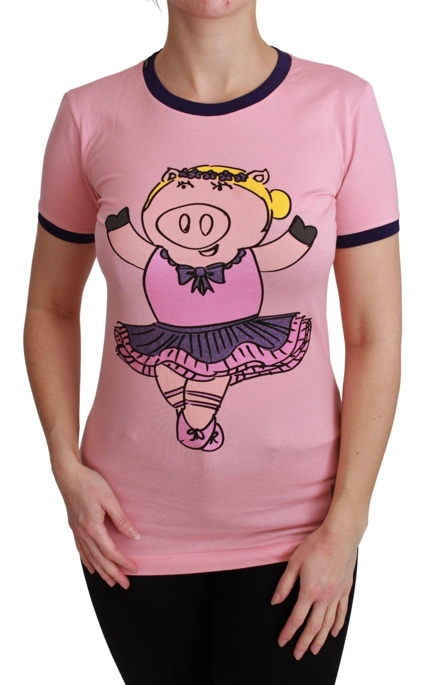 Dolce & Gabbana Pink Crewneck Year of the Pig T-Shirt - Arichezz.store