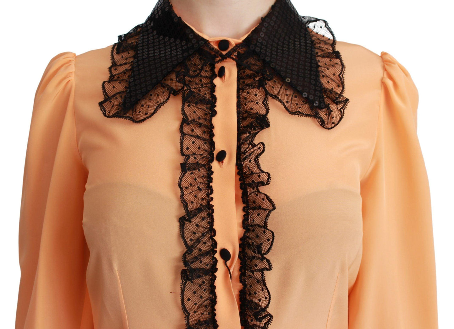 Dolce & Gabbana Silk Blend Yellow Blouse with Sequined Collar - Arichezz.store