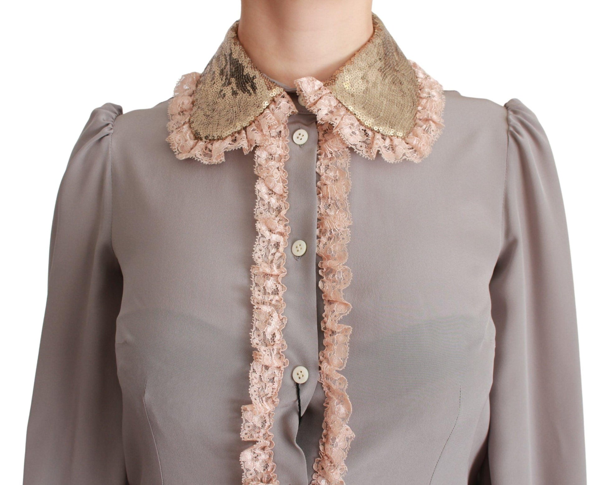 Dolce & Gabbana Elegant Silk Blend Sequin Collar Shirt - Arichezz.store