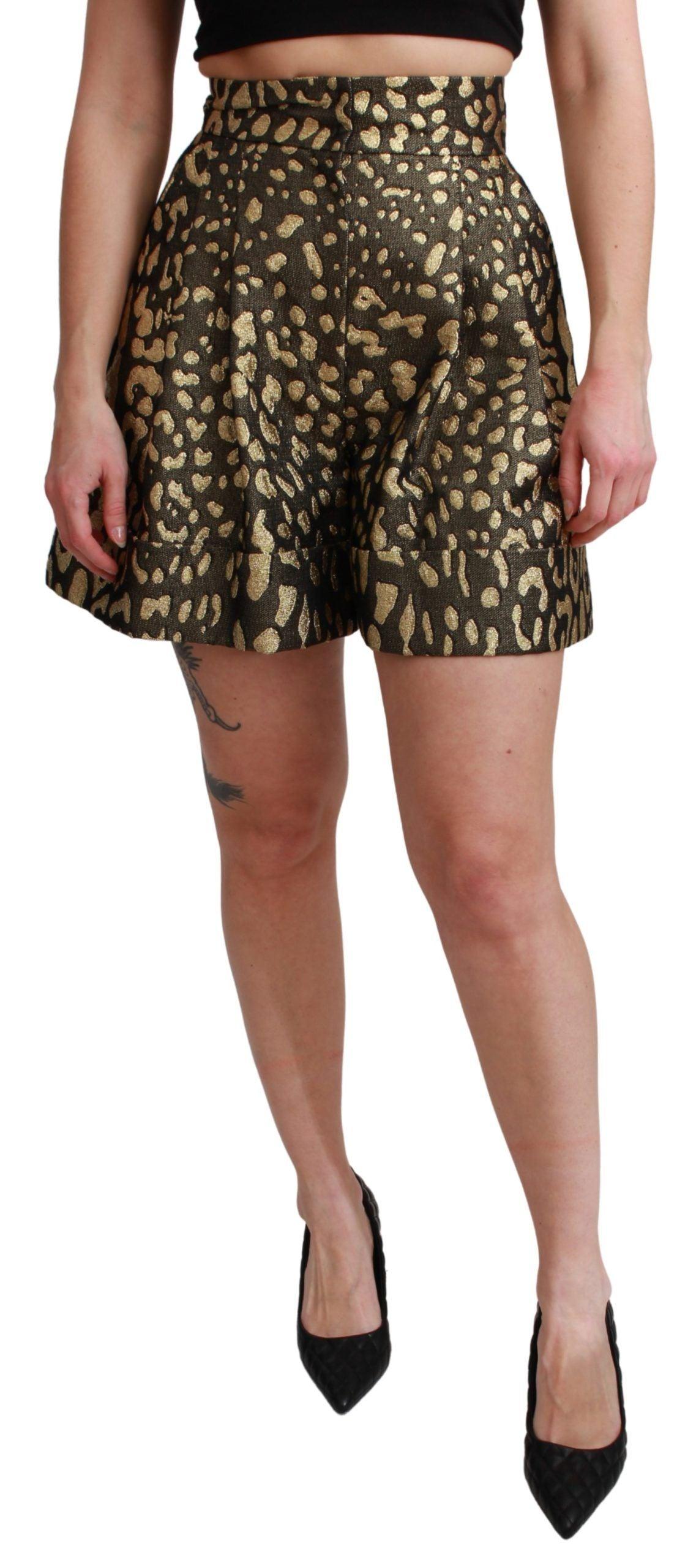 Dolce & Gabbana High Waist Black & Gold Luxe Shorts - Arichezz.store