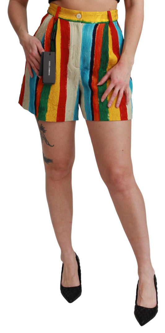 Dolce & Gabbana Multicolor Striped High-Waist Shorts - Arichezz.store