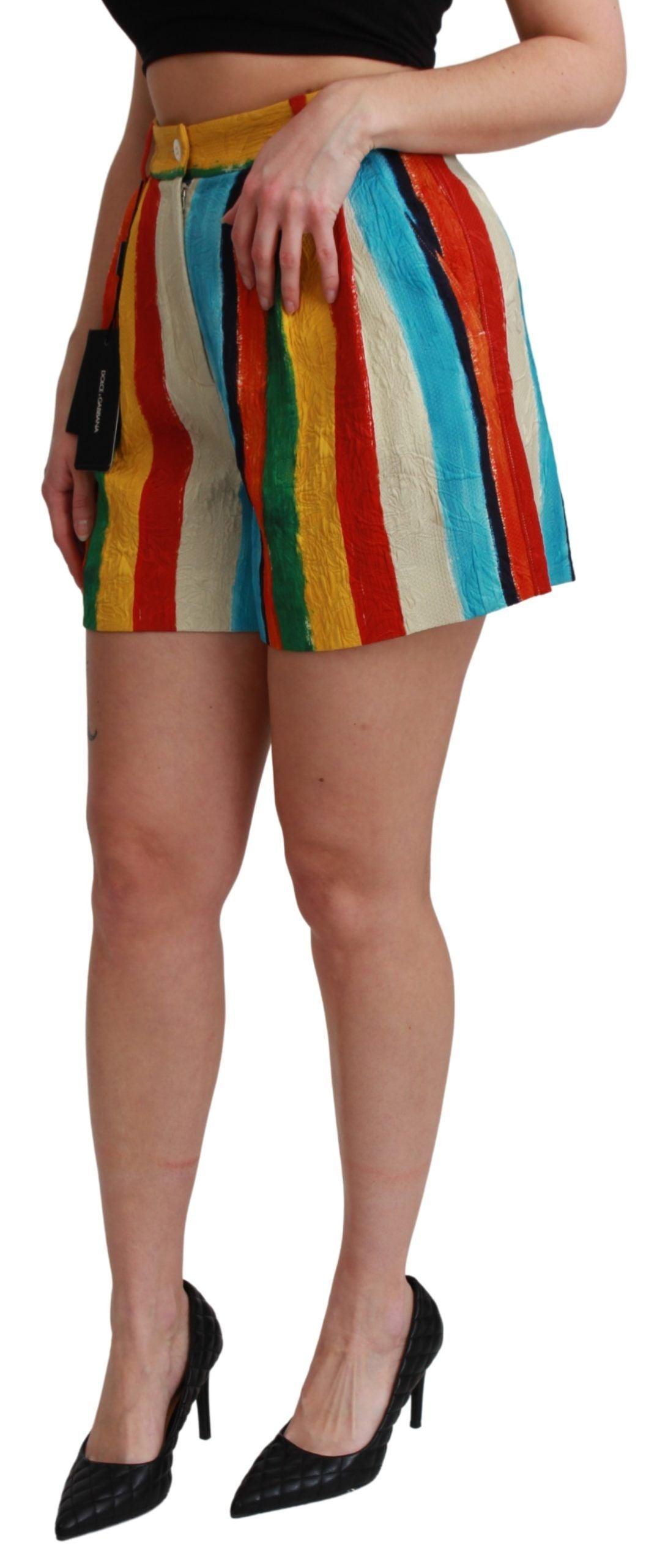 Dolce & Gabbana Multicolor Striped High-Waist Shorts - Arichezz.store