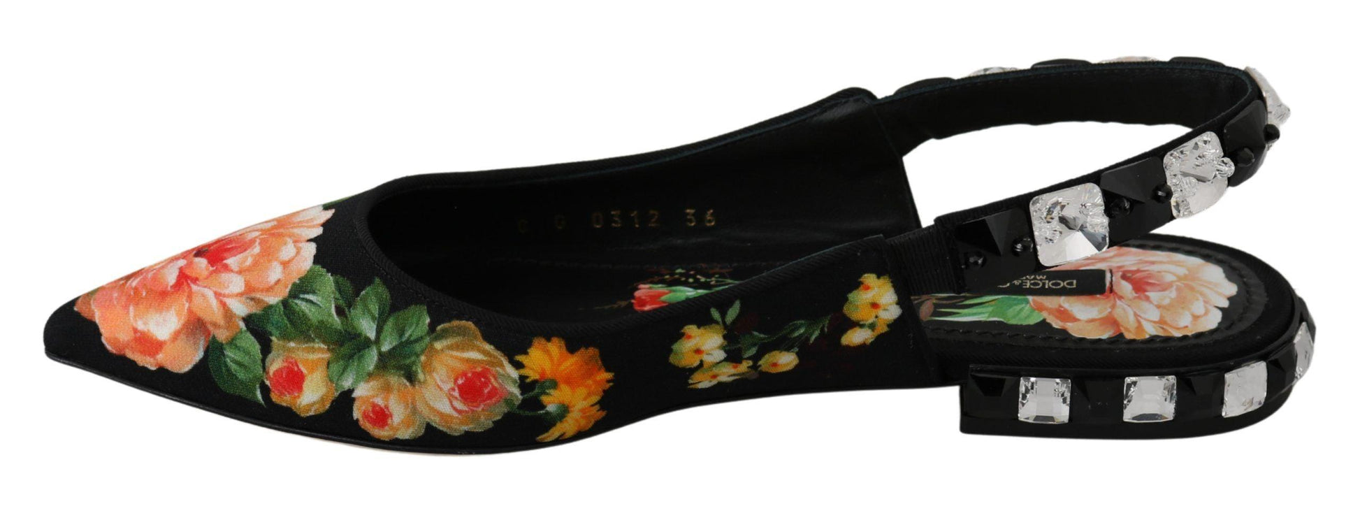 Dolce & Gabbana Elegant Crystal-Embellished Floral Flats - Arichezz.store