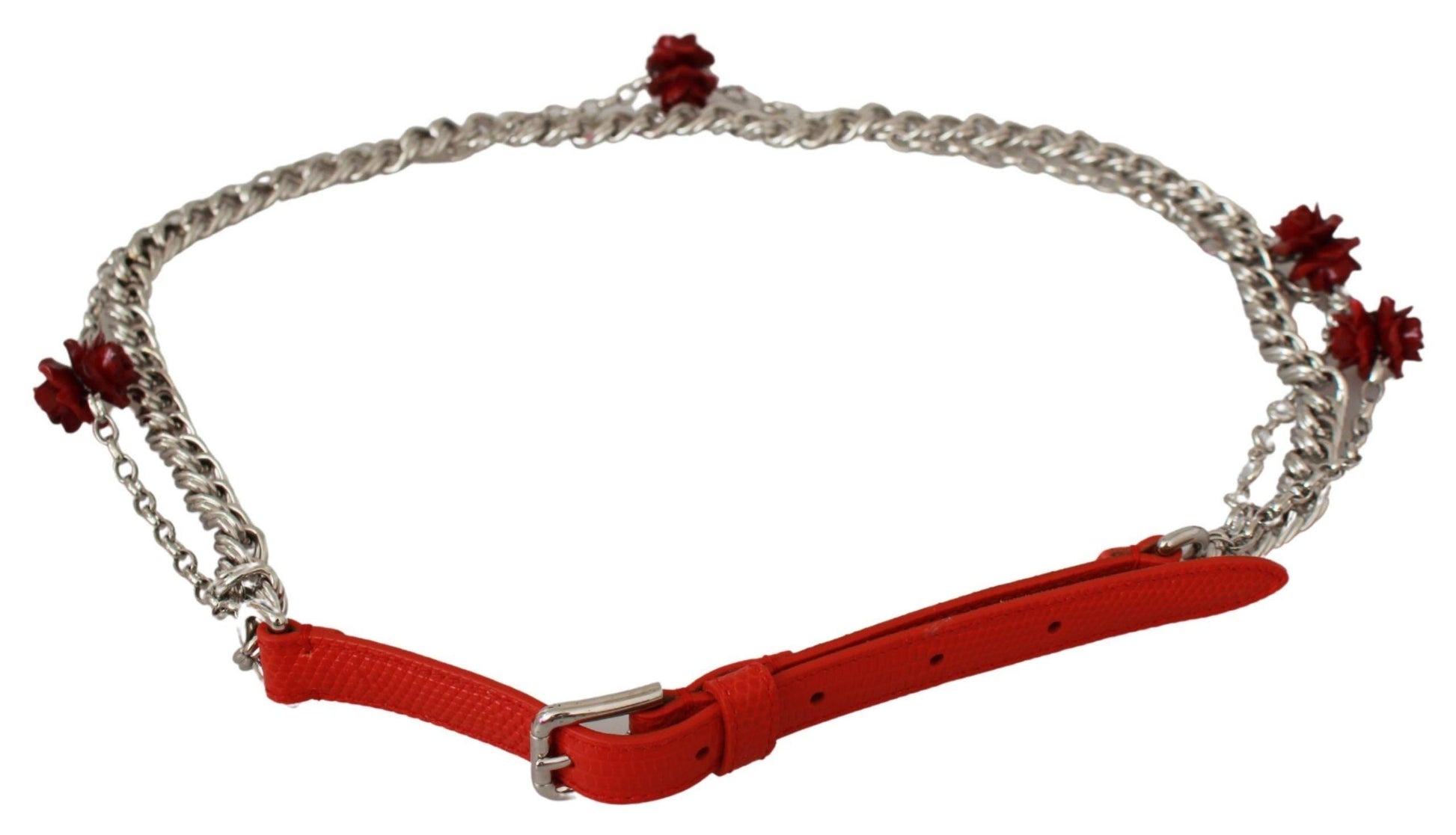 Dolce & Gabbana Elegant Floral Rose Waist Belt in Vibrant Red - Arichezz.store