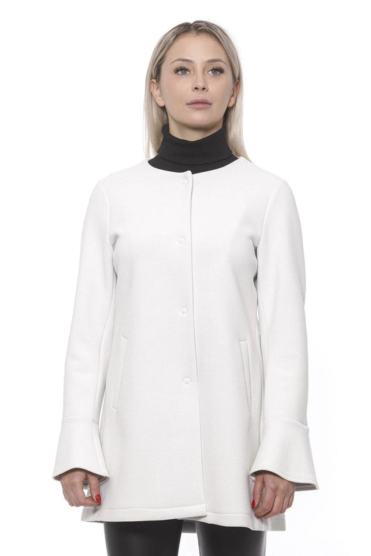 19V69 Italia Elegant White Neoprene Woman Coat - Arichezz.store