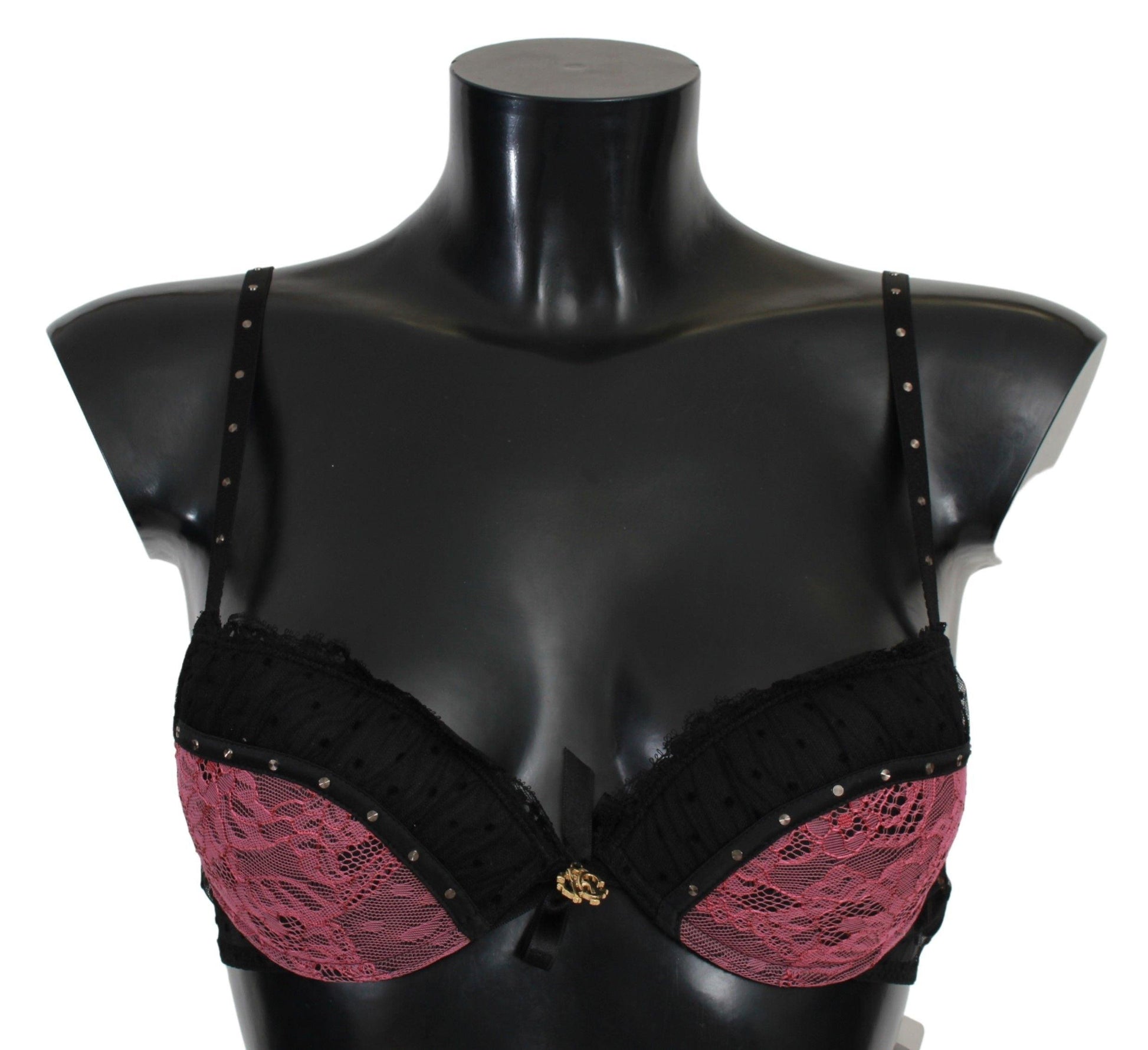 Roberto Cavalli Elegant Black Lace Push-Up Bra - Arichezz.store