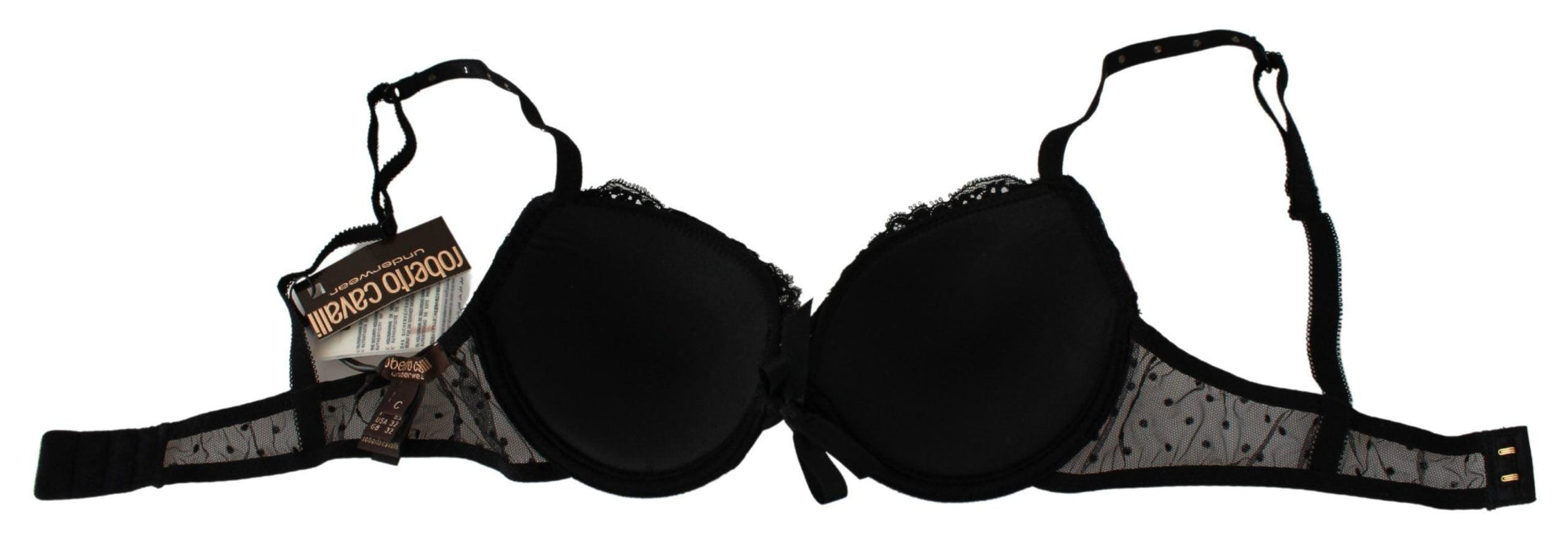 Roberto Cavalli Elegant Black Lace Push-Up Bra - Arichezz.store