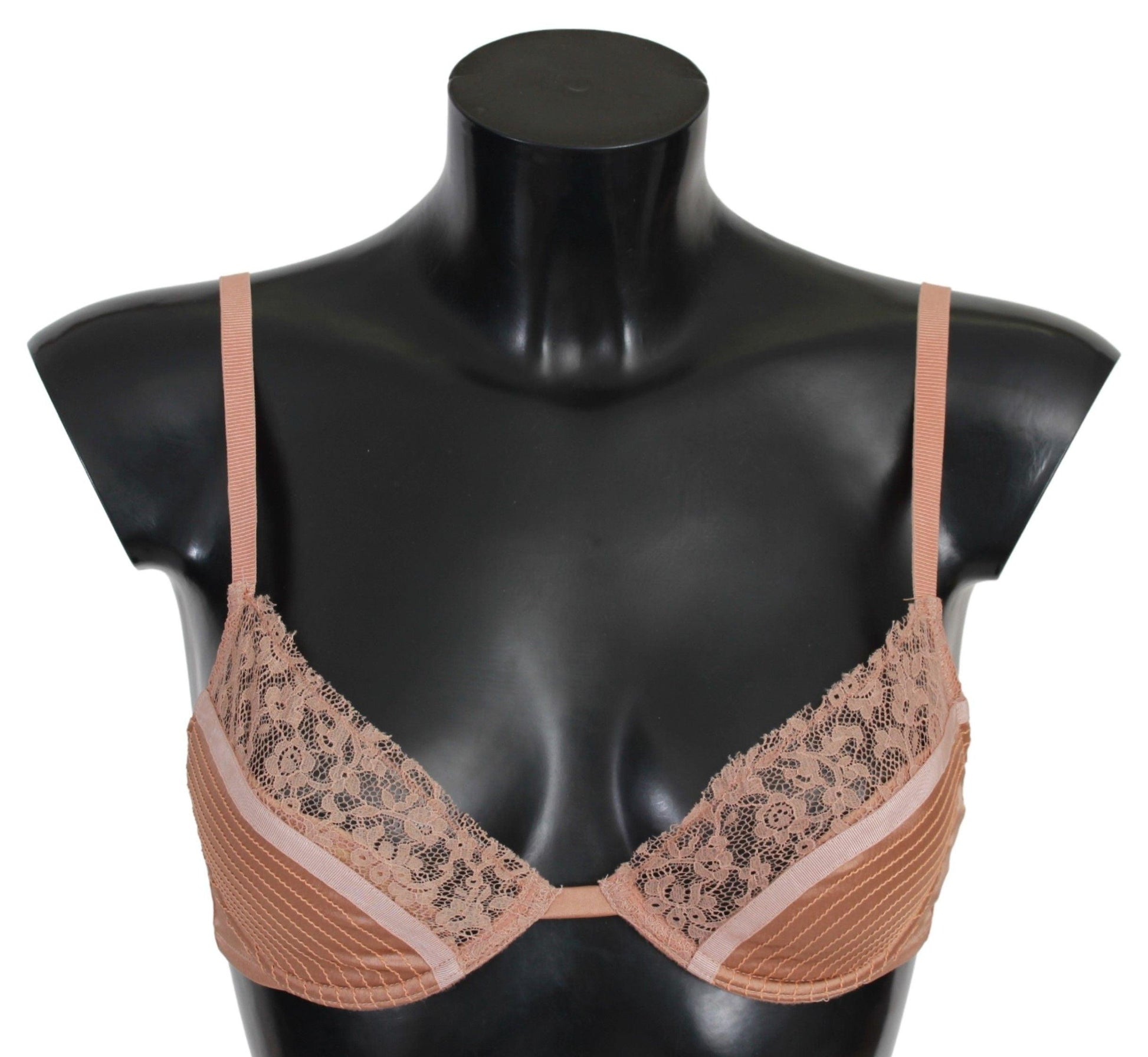 Ermanno Scervino Elegant Nude Lace Push-Up Bra - Arichezz.store