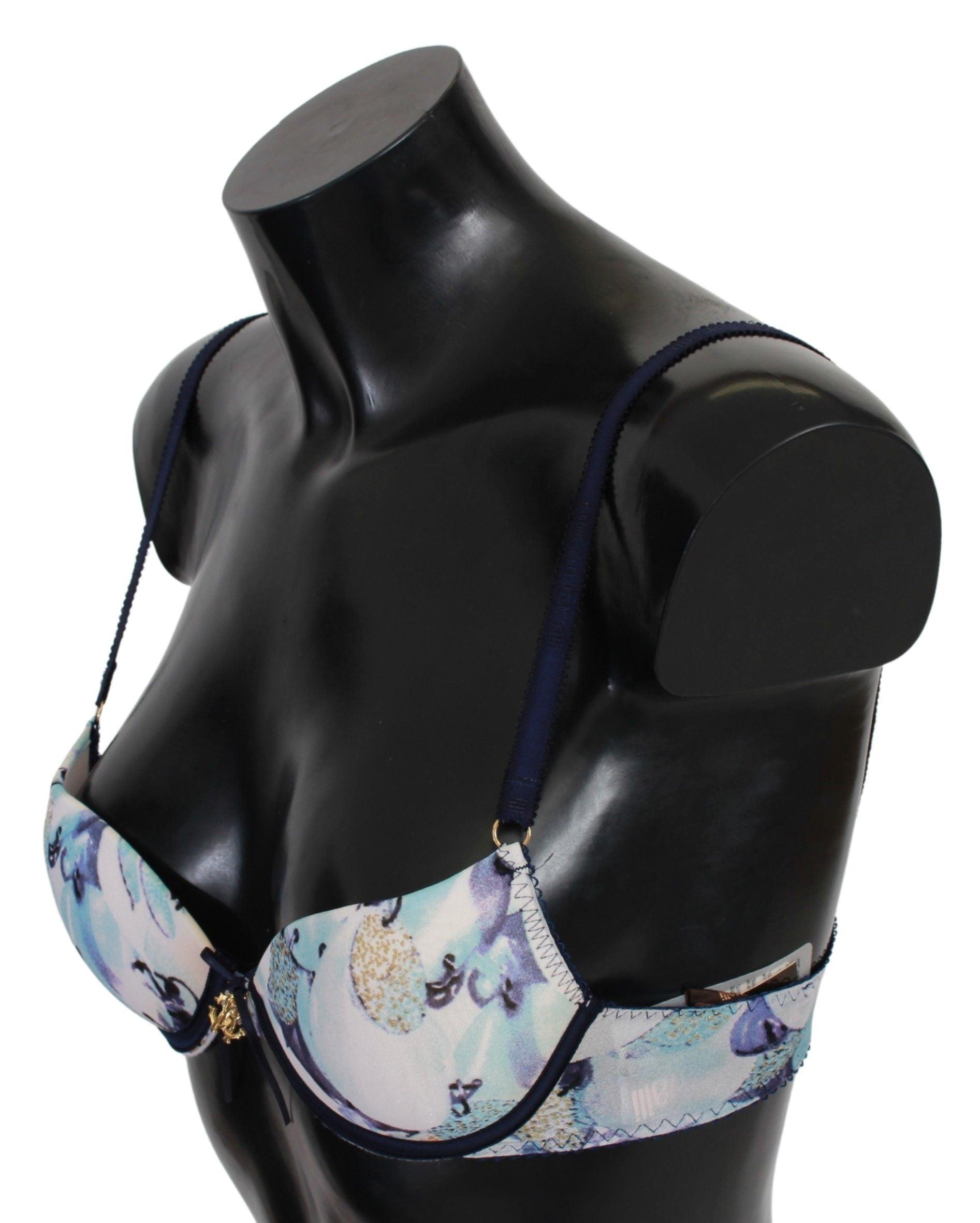 Roberto Cavalli Elegant Push-Up Bra in Blue Print - Arichezz.store