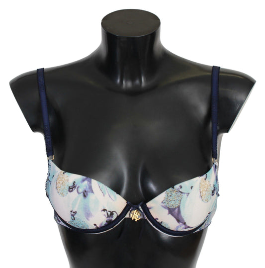 Roberto Cavalli Elegant Push-Up Bra in Blue Print - Arichezz.store