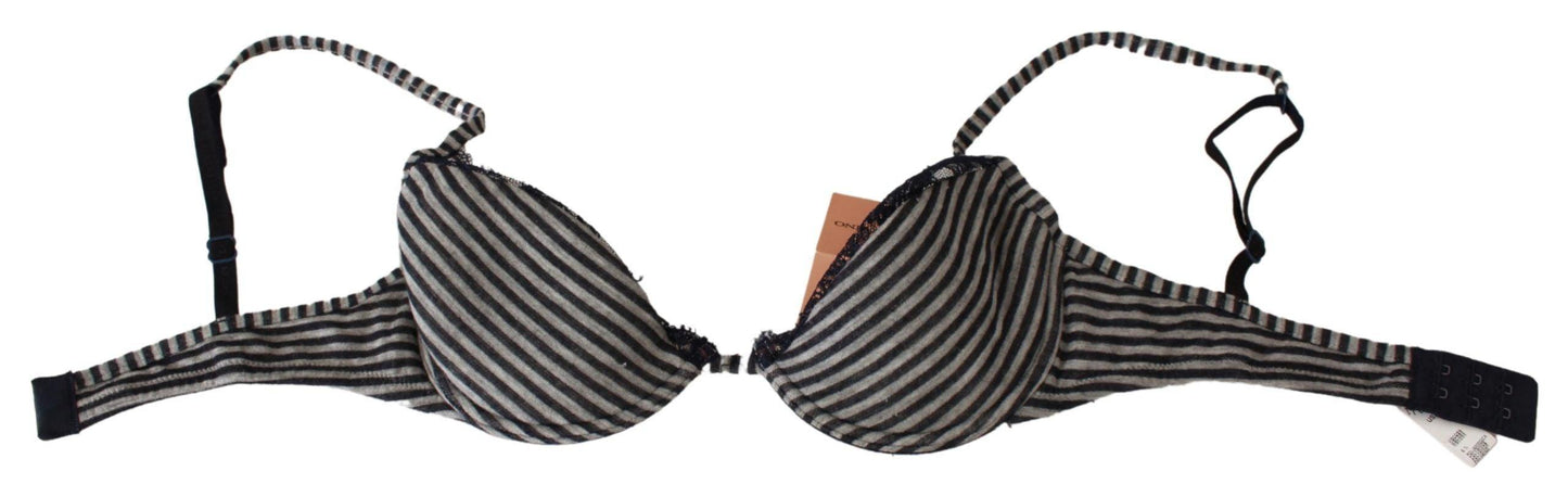 Ermanno Scervino Blue Stripes Lace Reggiseno Bra - Arichezz.store