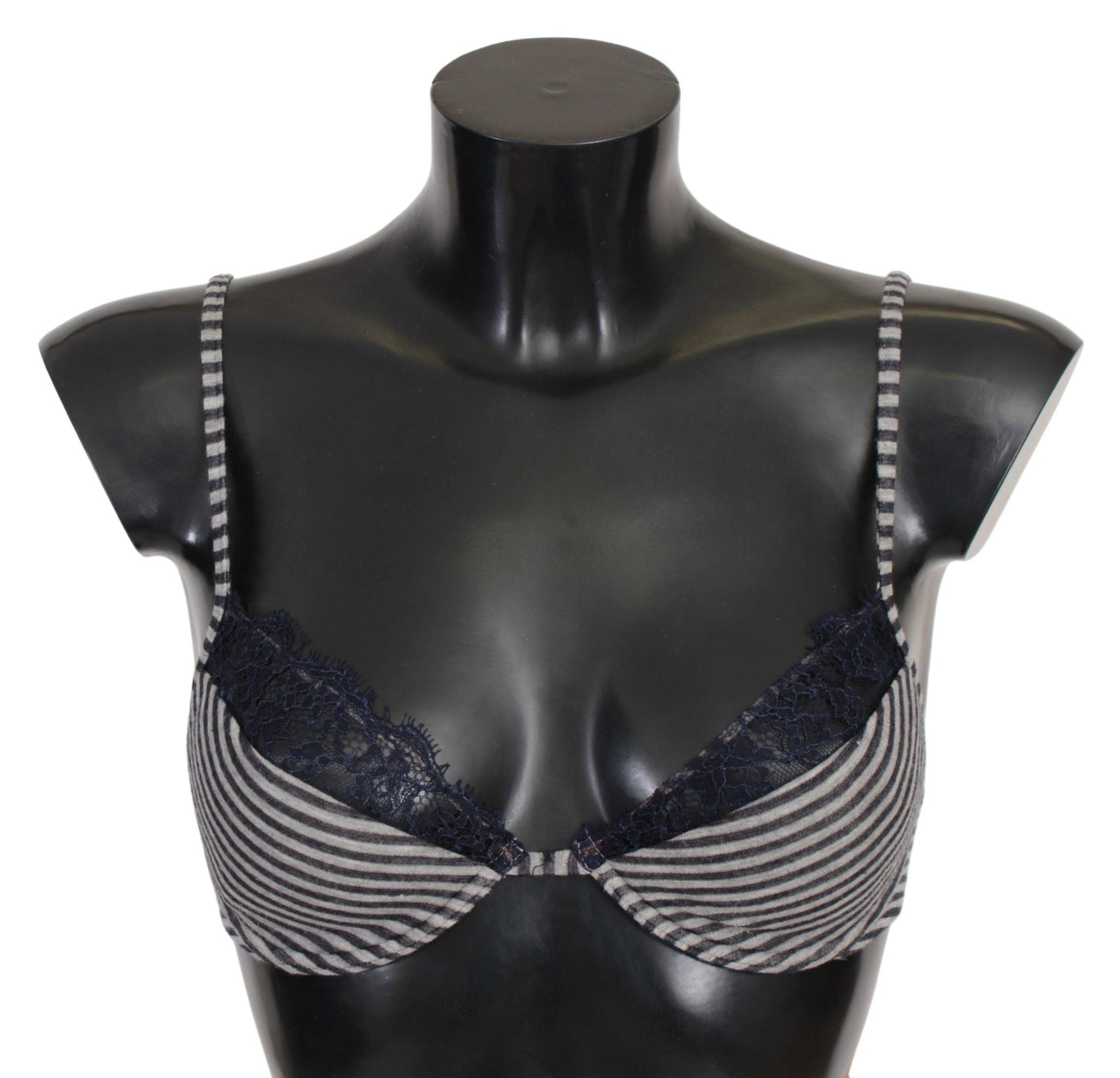 Ermanno Scervino Blue Stripes Lace Reggiseno Bra - Arichezz.store