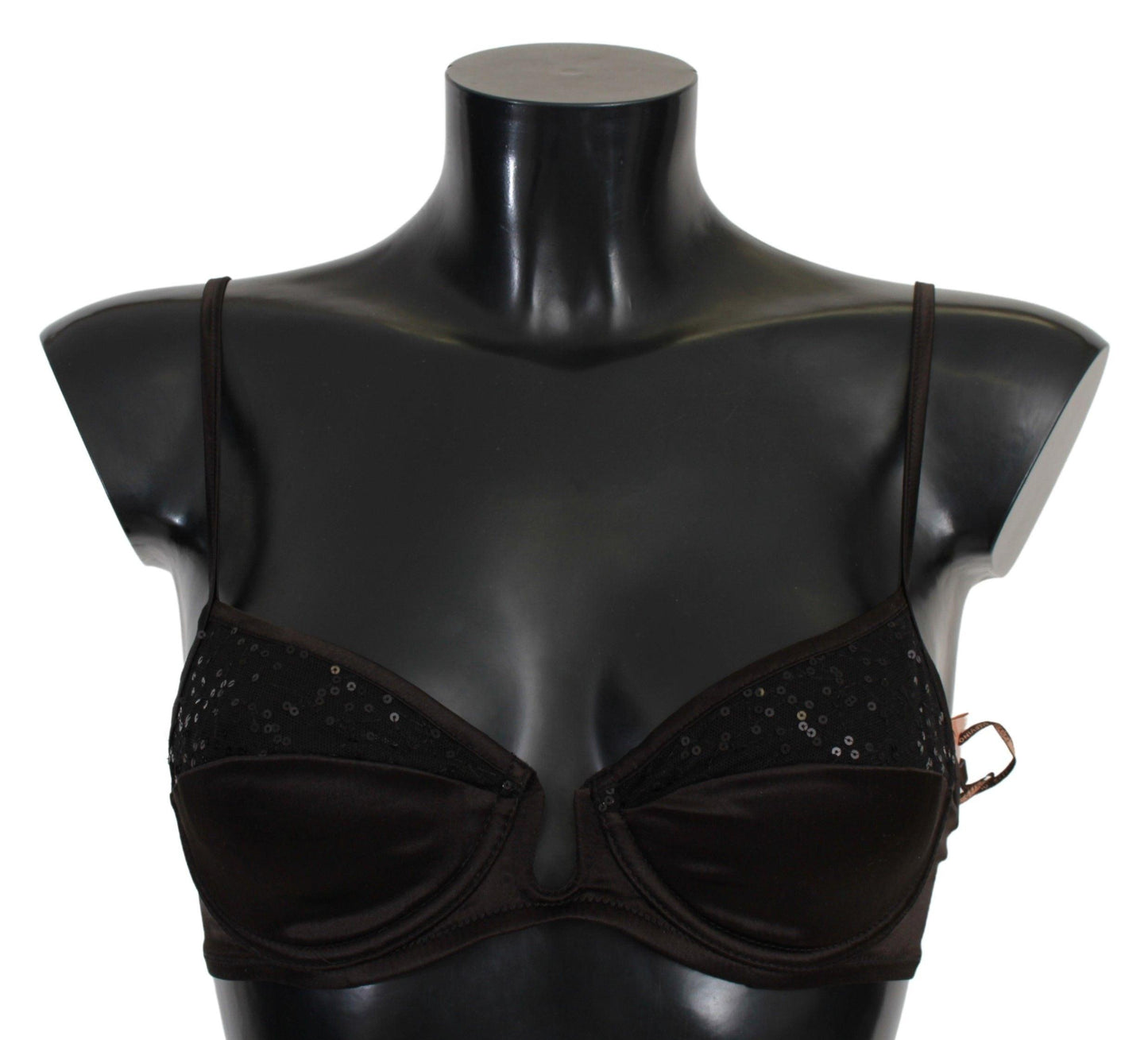 Ermanno Scervino Sequined Brown Balconette Bra - Arichezz.store