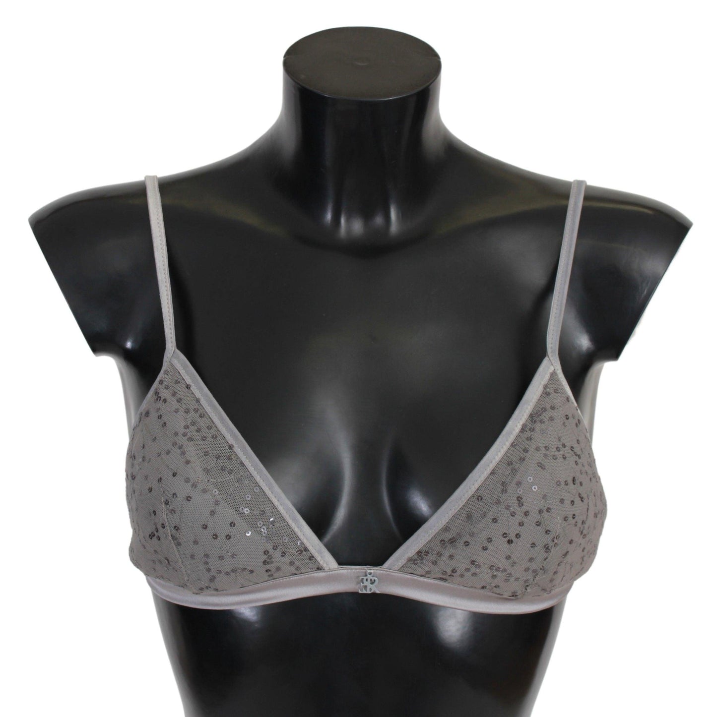 Ermanno Scervino Sequined Gray Triangolo Bra Luxury Underwear - Arichezz.store