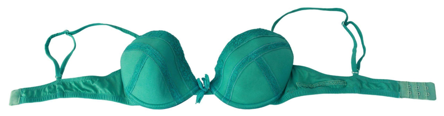 Ermanno Scervino Luxurious Green Cotton Push Up Bra - Arichezz.store