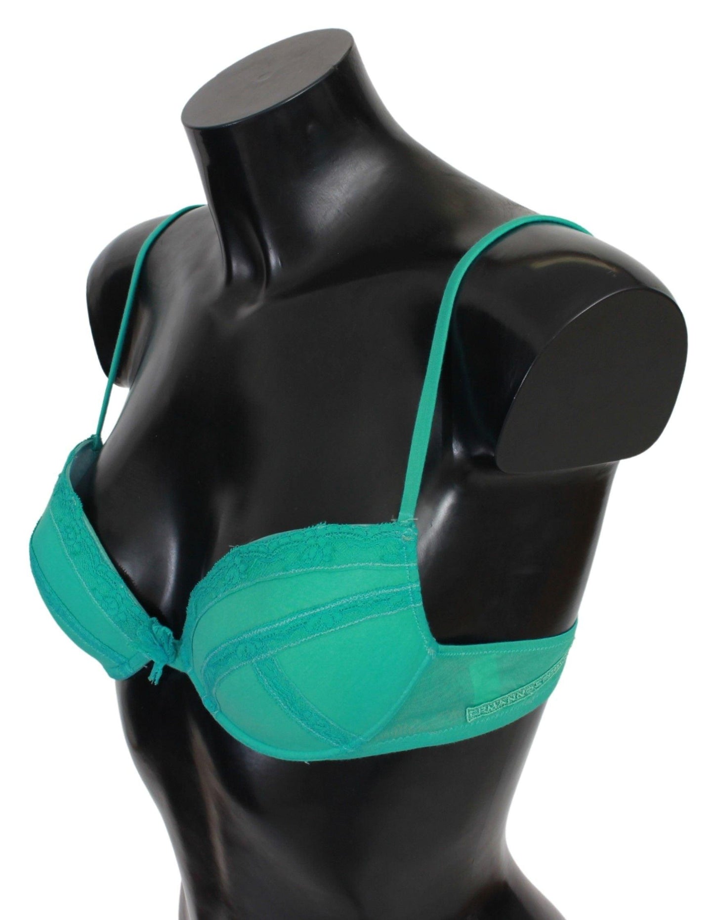 Ermanno Scervino Luxurious Green Cotton Push Up Bra - Arichezz.store