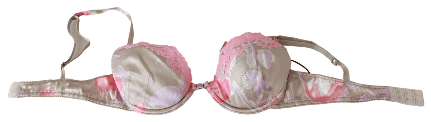 Ermanno Scervino Chic Pink Lace Silk Blend Push Up Bra - Arichezz.store