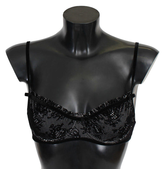 Ermanno Scervino Sleek Black Mesh Balconcino Bra - Arichezz.store