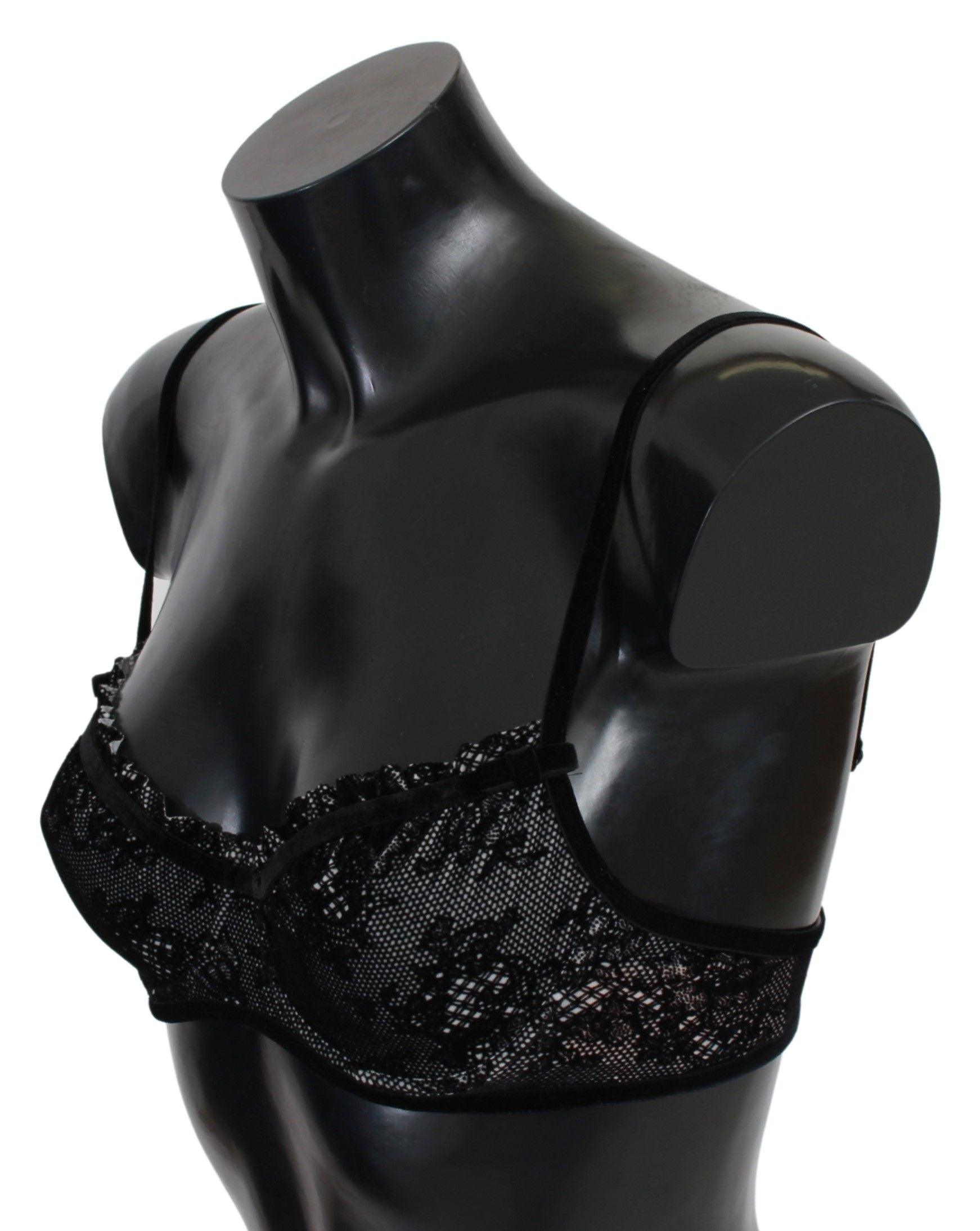 Ermanno Scervino Sleek Black Mesh Balconcino Bra - Arichezz.store