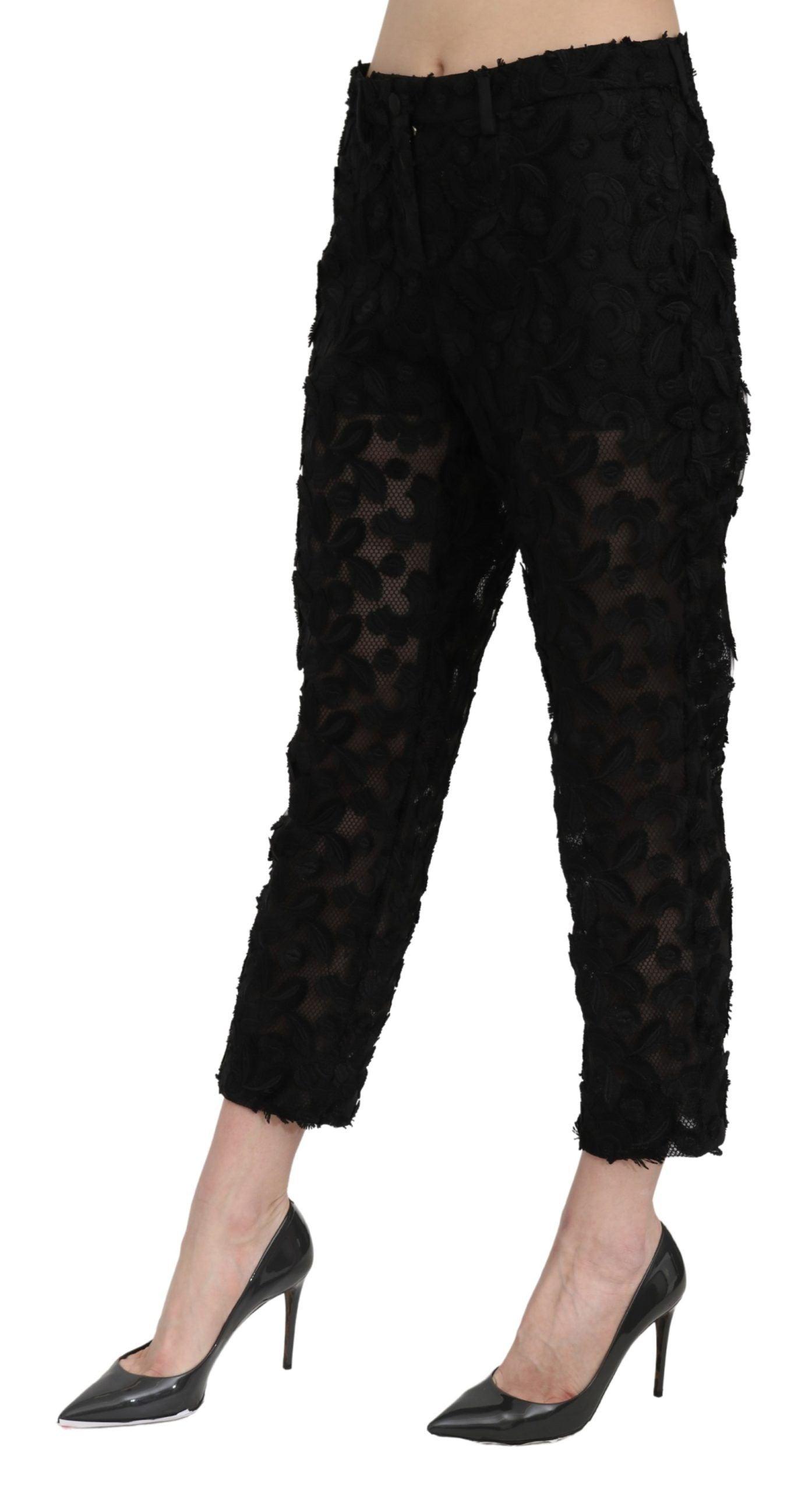 Dolce & Gabbana Elegant Straight Cropped Lace Trousers - Arichezz.store