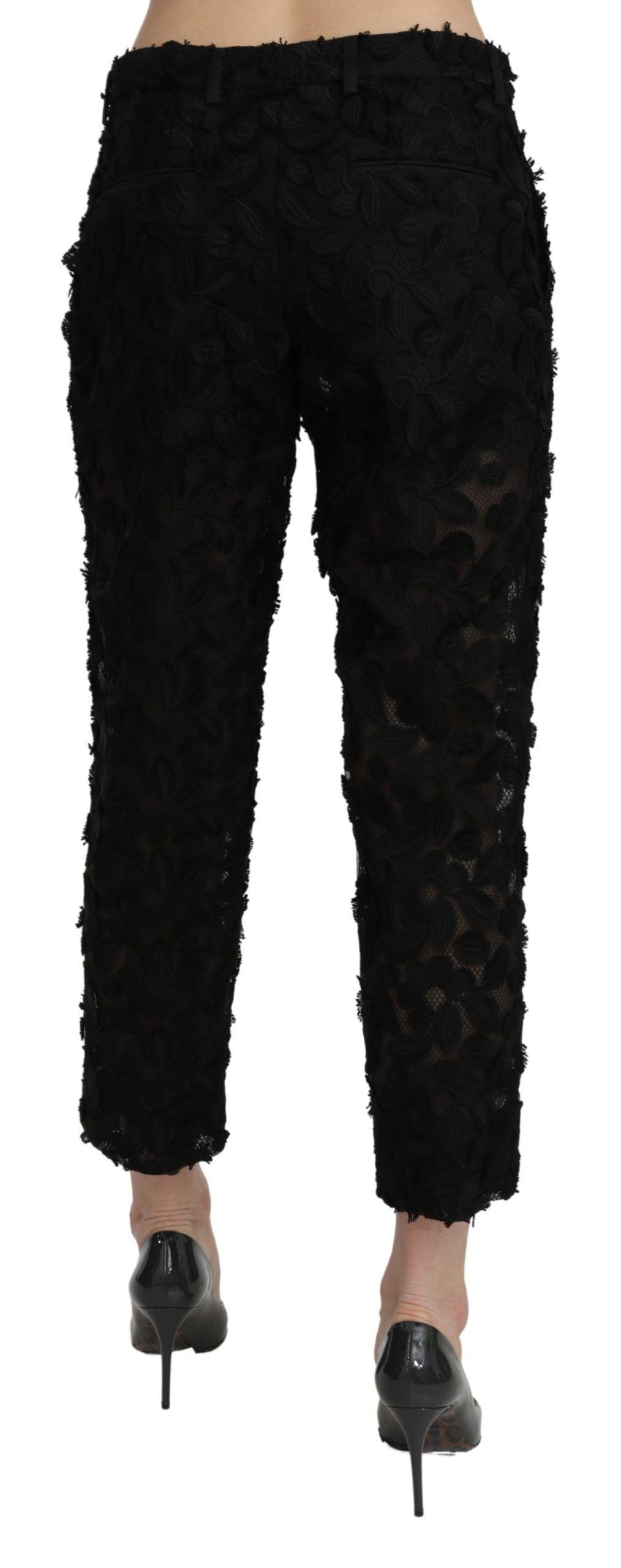 Dolce & Gabbana Elegant Straight Cropped Lace Trousers - Arichezz.store