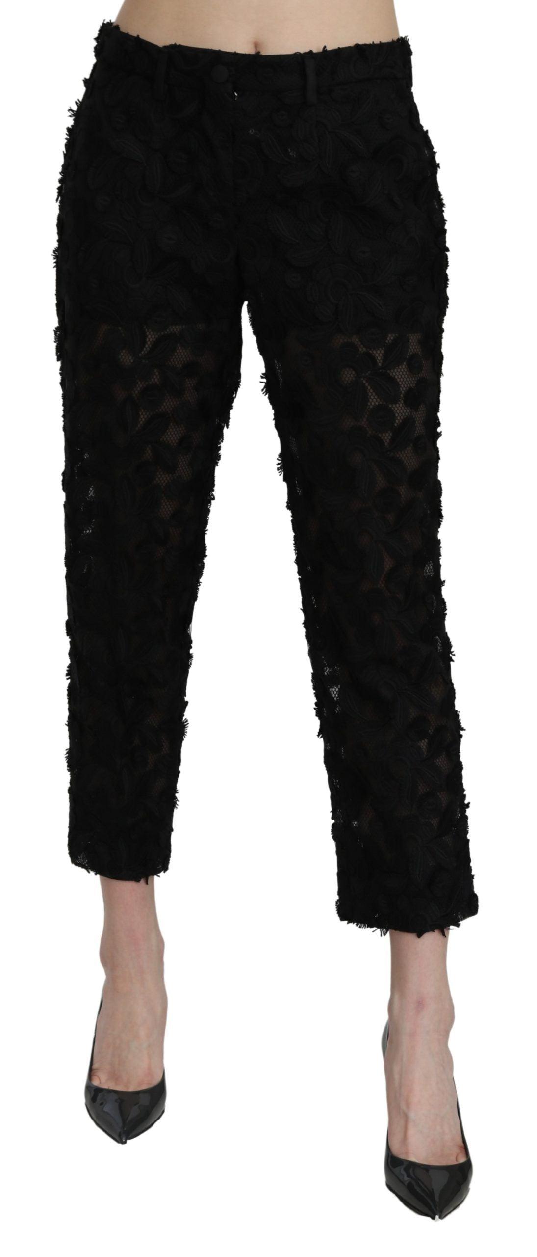 Dolce & Gabbana Elegant Straight Cropped Lace Trousers - Arichezz.store