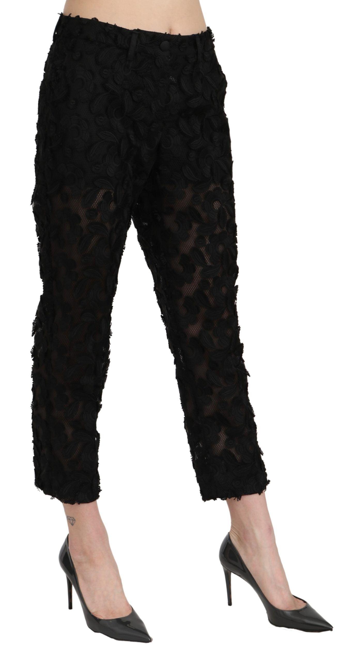 Dolce & Gabbana Elegant Straight Cropped Lace Trousers - Arichezz.store