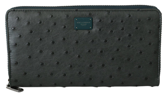 Dolce & Gabbana Exquisite Green Ostrich Leather Continental Wallet - Arichezz.store