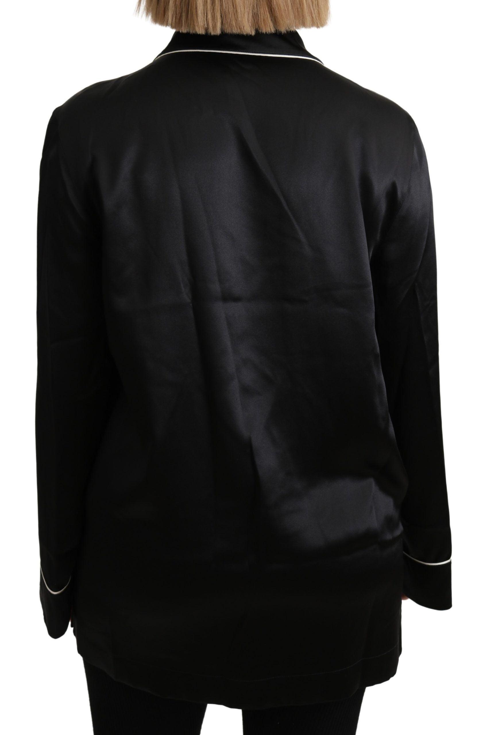 Dolce & Gabbana Elegant Silk Black Button-Up Blouse - Arichezz.store