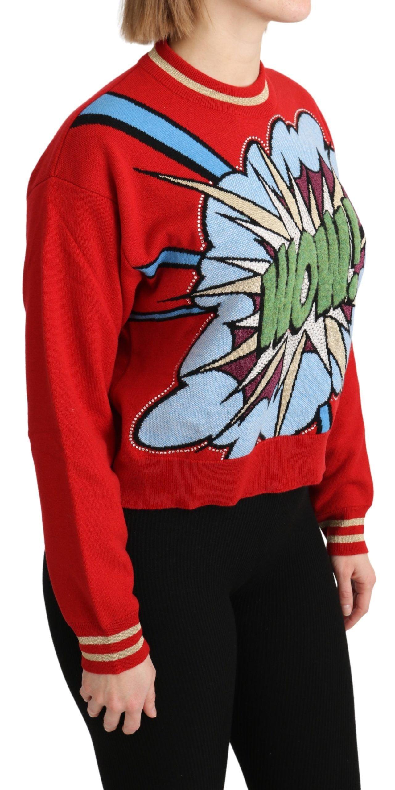 Dolce & Gabbana Radiant Red Cartoon Motive Cashmere Sweater - Arichezz.store