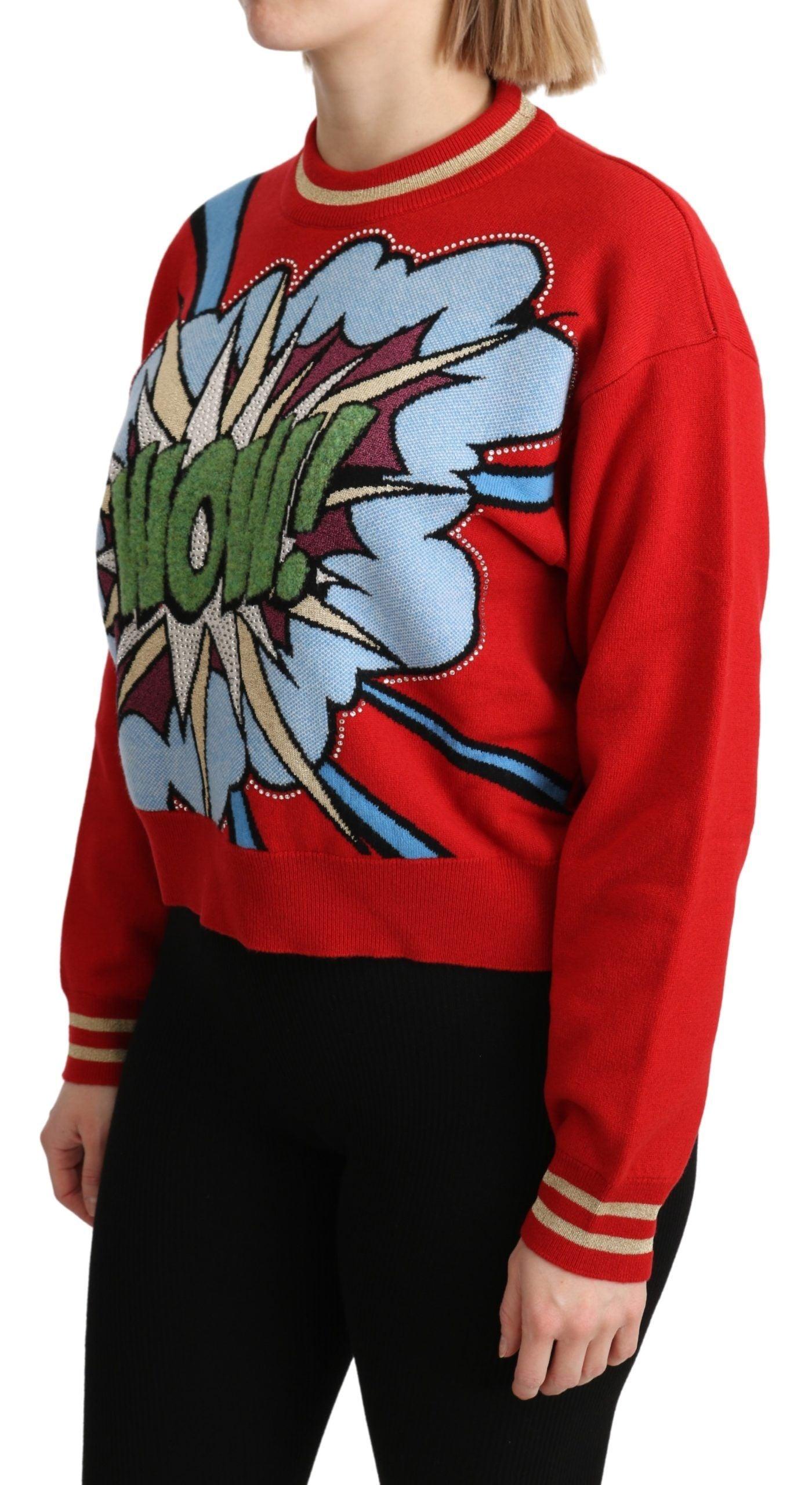 Dolce & Gabbana Radiant Red Cartoon Motive Cashmere Sweater - Arichezz.store