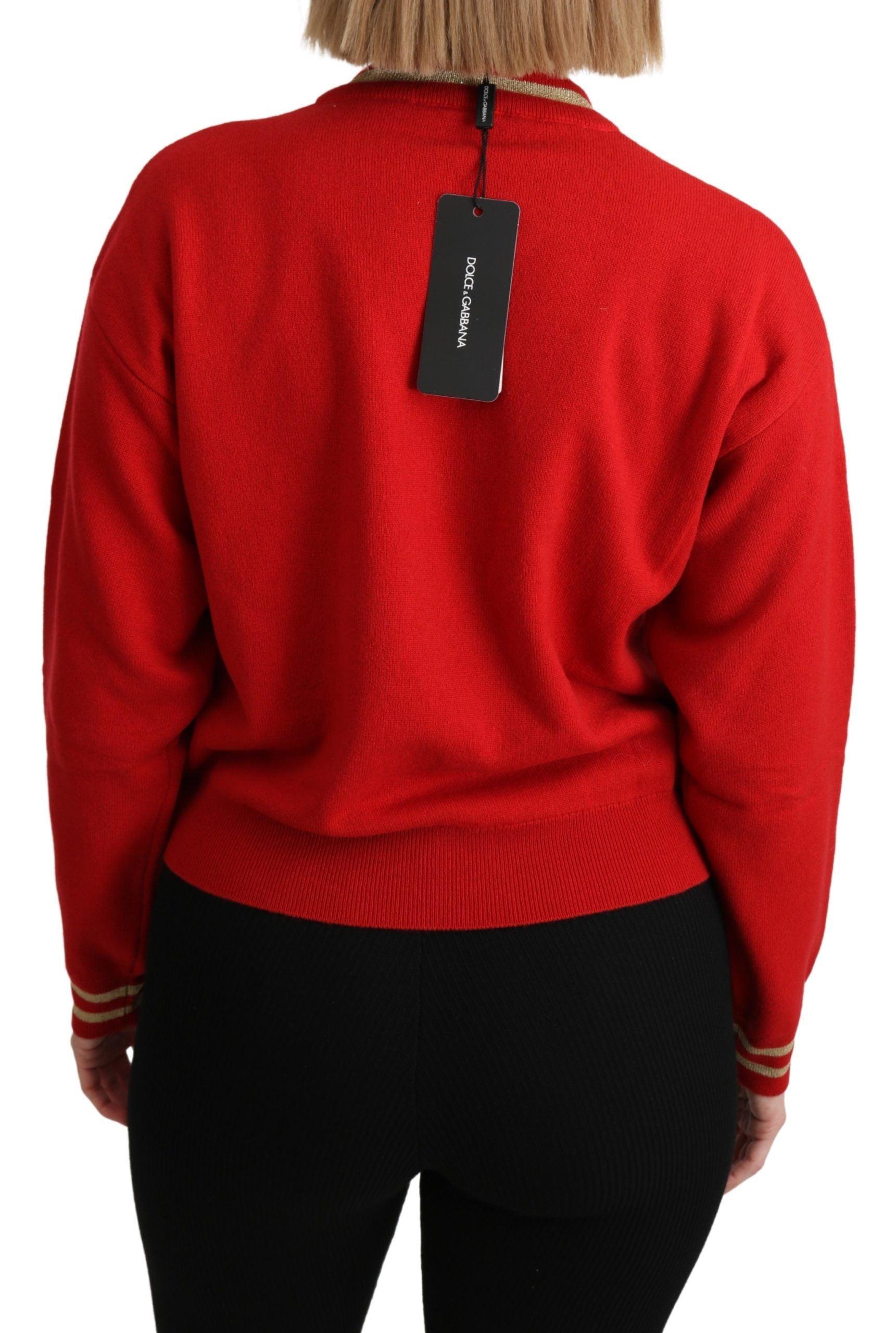 Dolce & Gabbana Radiant Red Cartoon Motive Cashmere Sweater - Arichezz.store