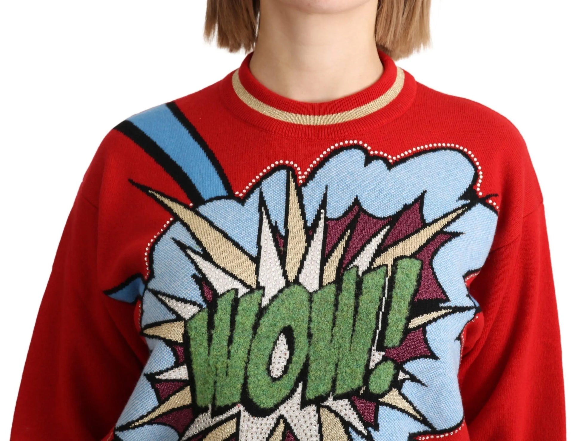 Dolce & Gabbana Radiant Red Cartoon Motive Cashmere Sweater - Arichezz.store