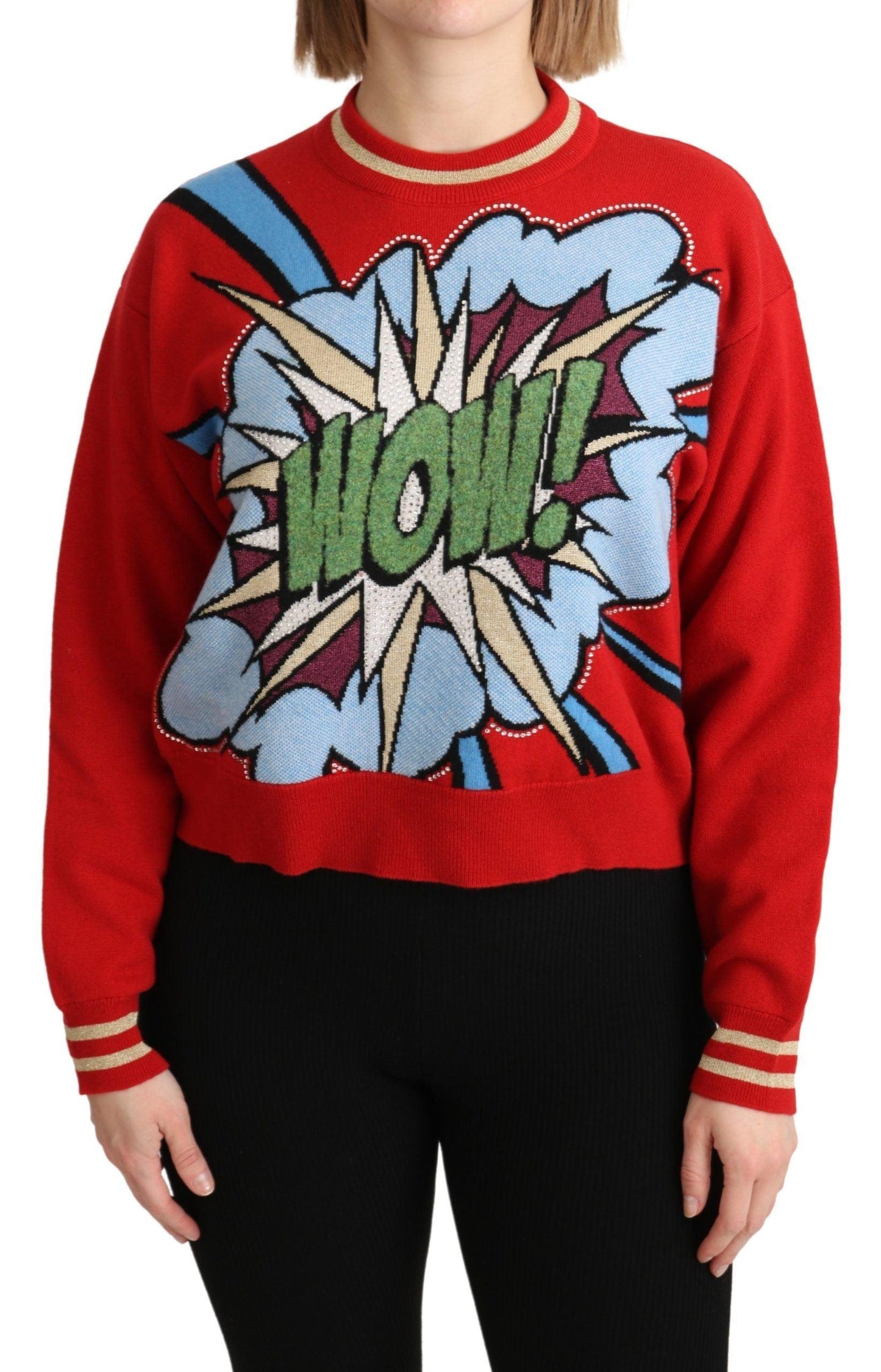 Dolce & Gabbana Radiant Red Cartoon Motive Cashmere Sweater - Arichezz.store