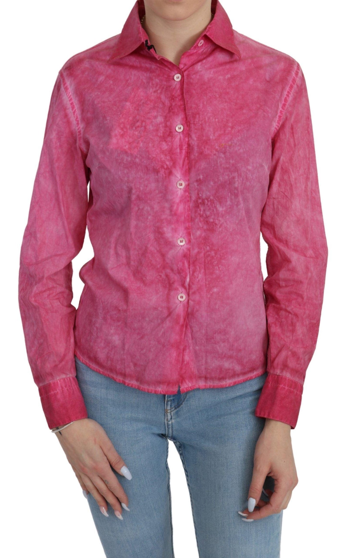 Chic Pink Cotton Polo Blouse by Ermanno Scervino - Arichezz.store