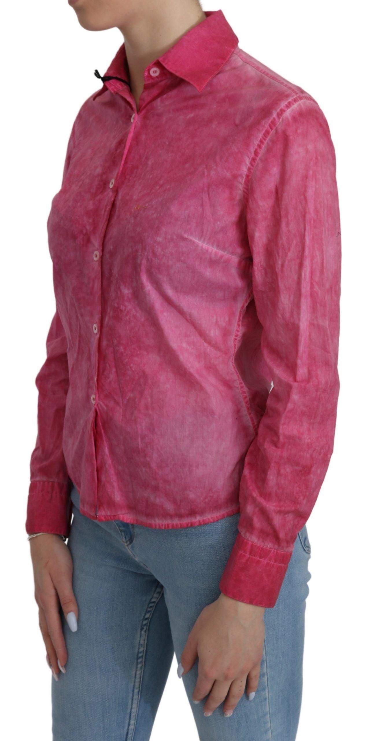 Chic Pink Cotton Polo Blouse by Ermanno Scervino - Arichezz.store