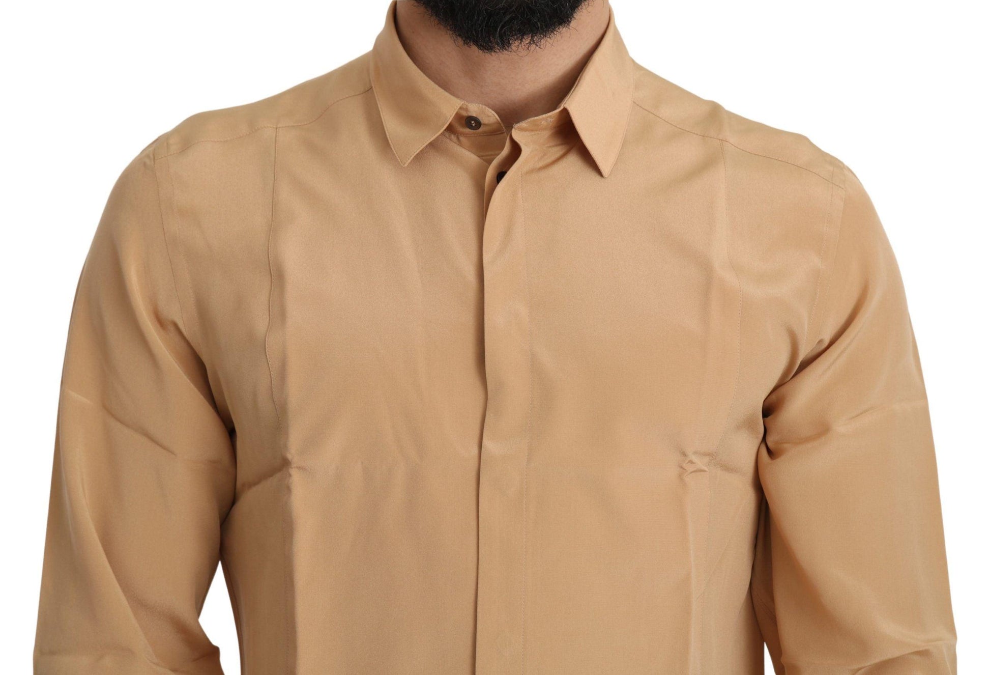 Dolce & Gabbana Elegant Yellow Silk Men's Formal Shirt - Arichezz.store