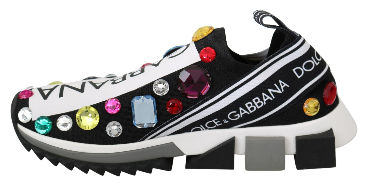 Dolce & Gabbana Black Crystal-Embellished Low Top Sneakers - Arichezz.store