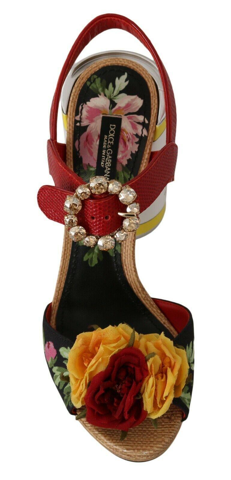 Dolce & Gabbana Multicolor Floral Crystal Embellished Sandals - Arichezz.store