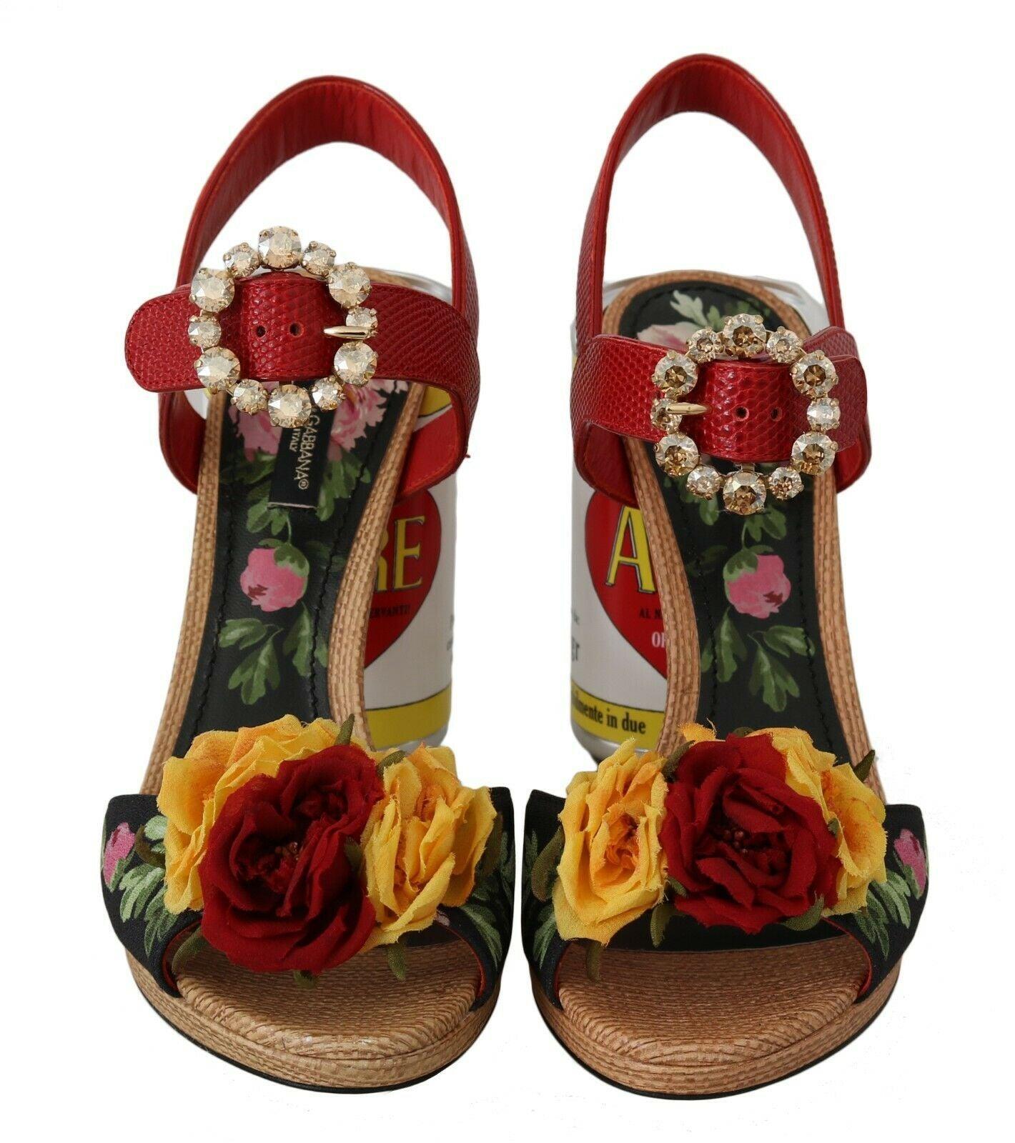 Dolce & Gabbana Multicolor Floral Crystal Embellished Sandals - Arichezz.store