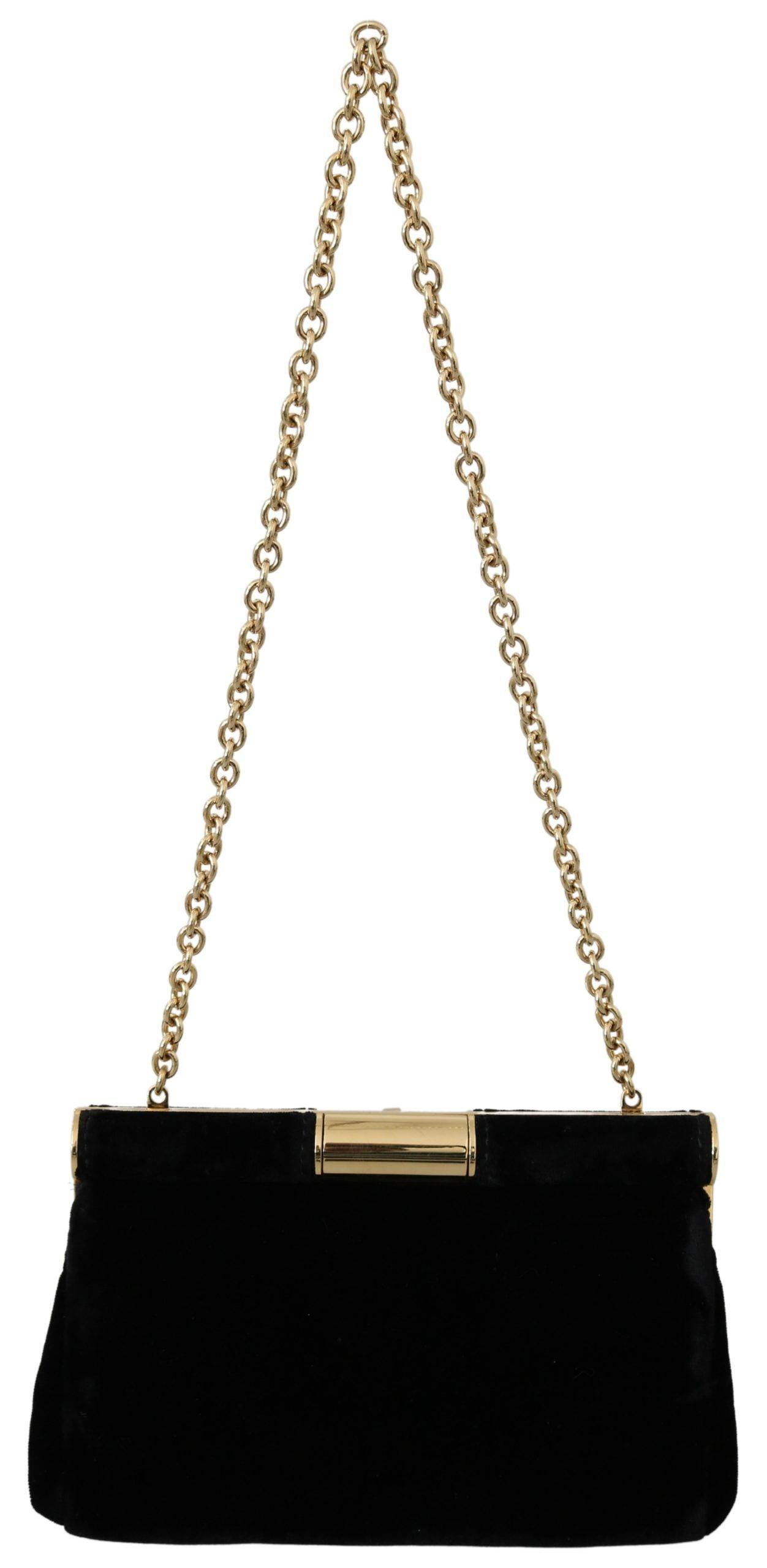 Dolce & Gabbana Velvet Evening Party Crossbody with Crystal Studs - Arichezz.store