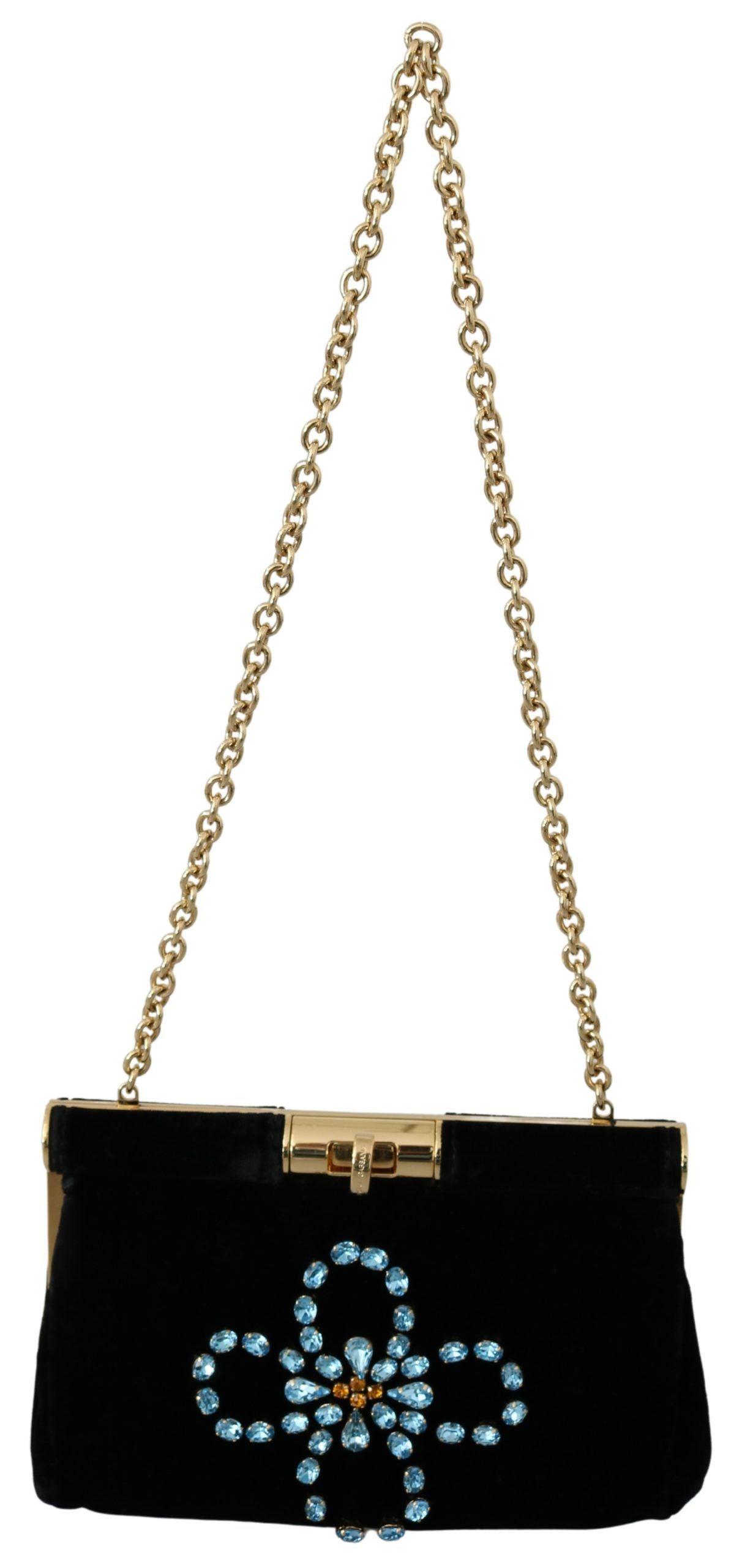 Dolce & Gabbana Velvet Evening Party Crossbody with Crystal Studs - Arichezz.store