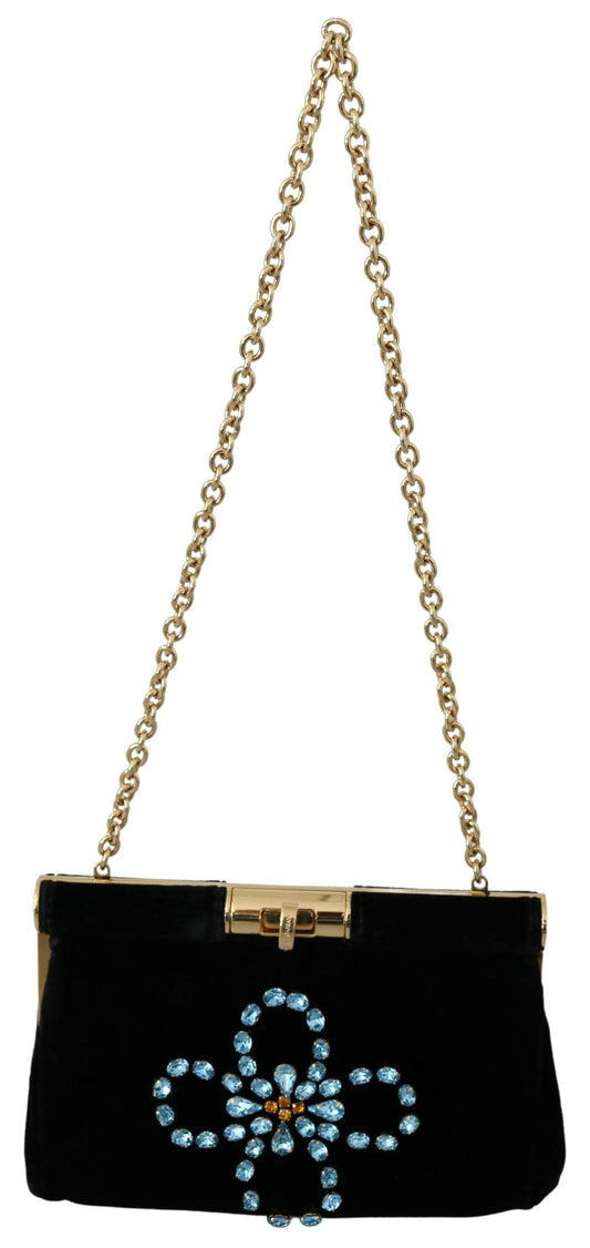 Dolce & Gabbana Velvet Evening Party Crossbody with Crystal Studs - Arichezz.store