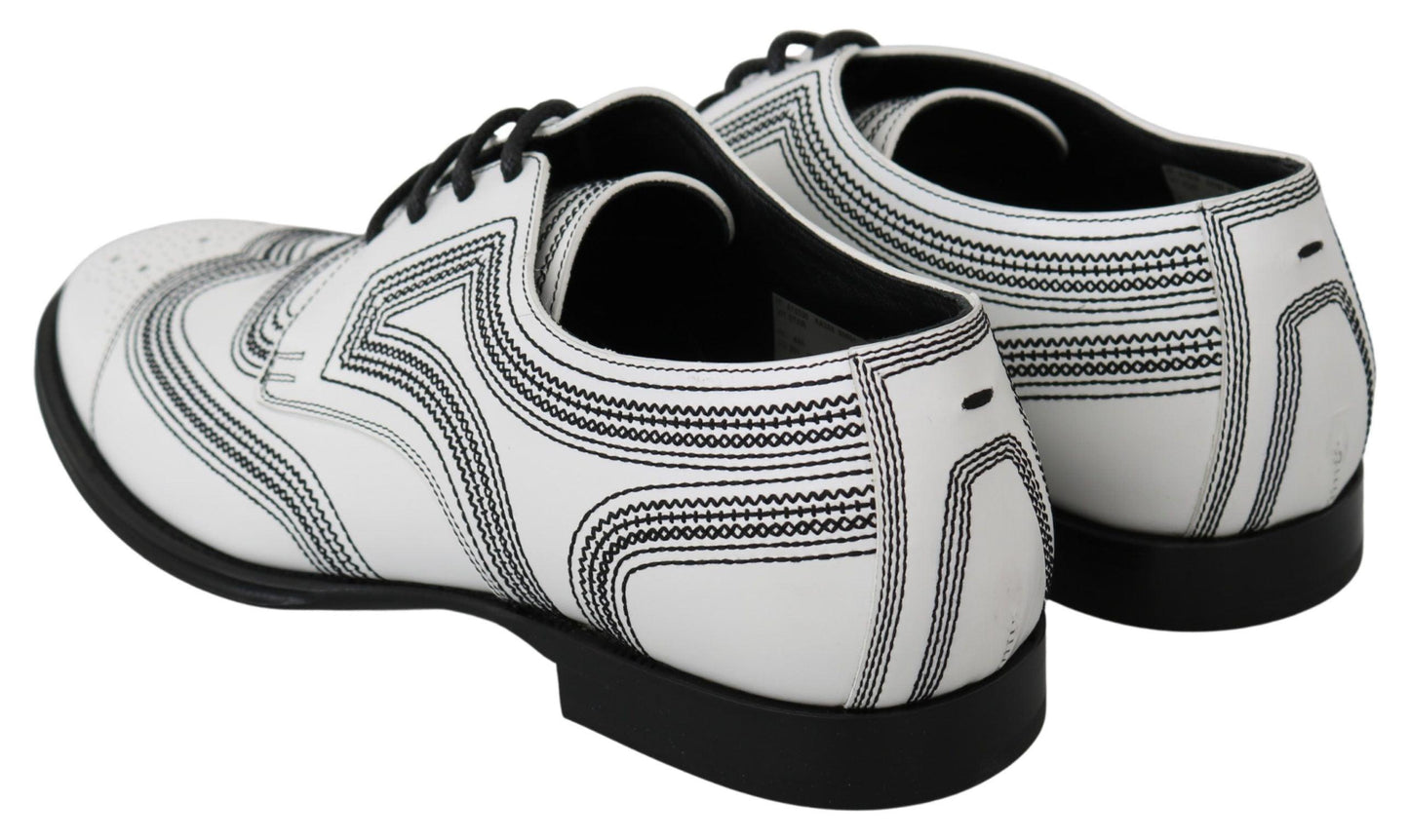 Dolce & Gabbana Elegant White Leather Derby Shoes - Arichezz.store