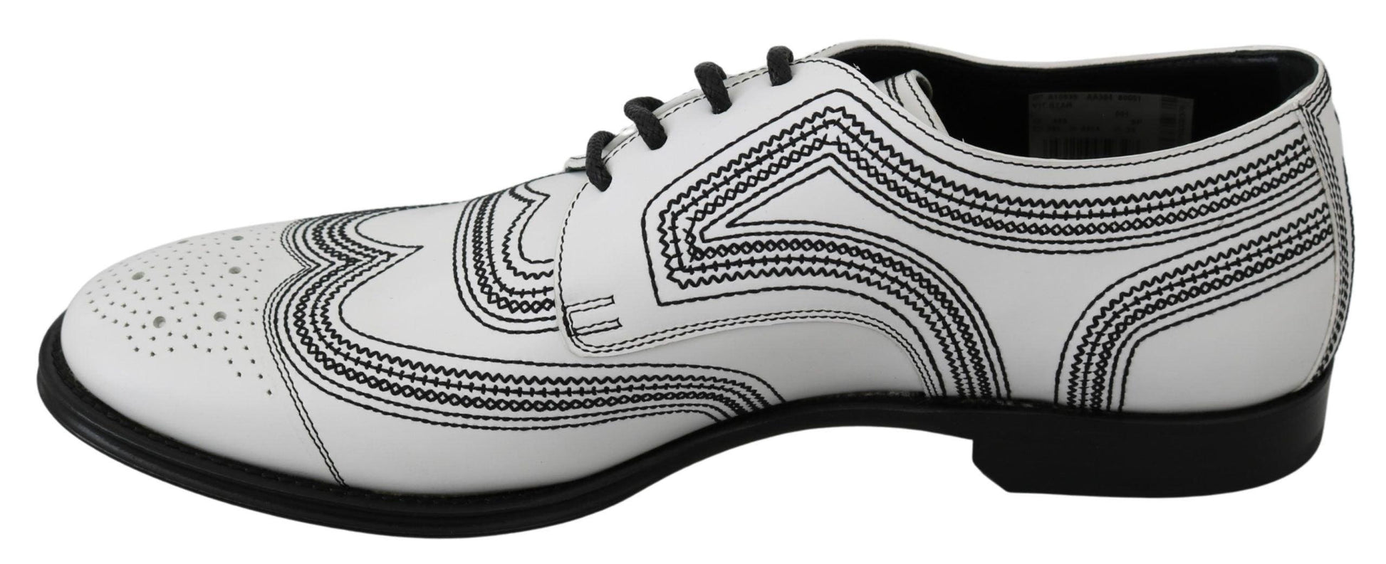 Dolce & Gabbana Elegant White Leather Derby Shoes - Arichezz.store